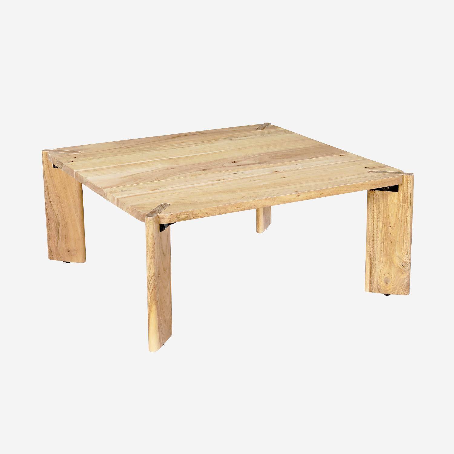 Square coffee table in solid acacia wood, Reva, natural, 80x80x36 cm,sweeek,Photo1
