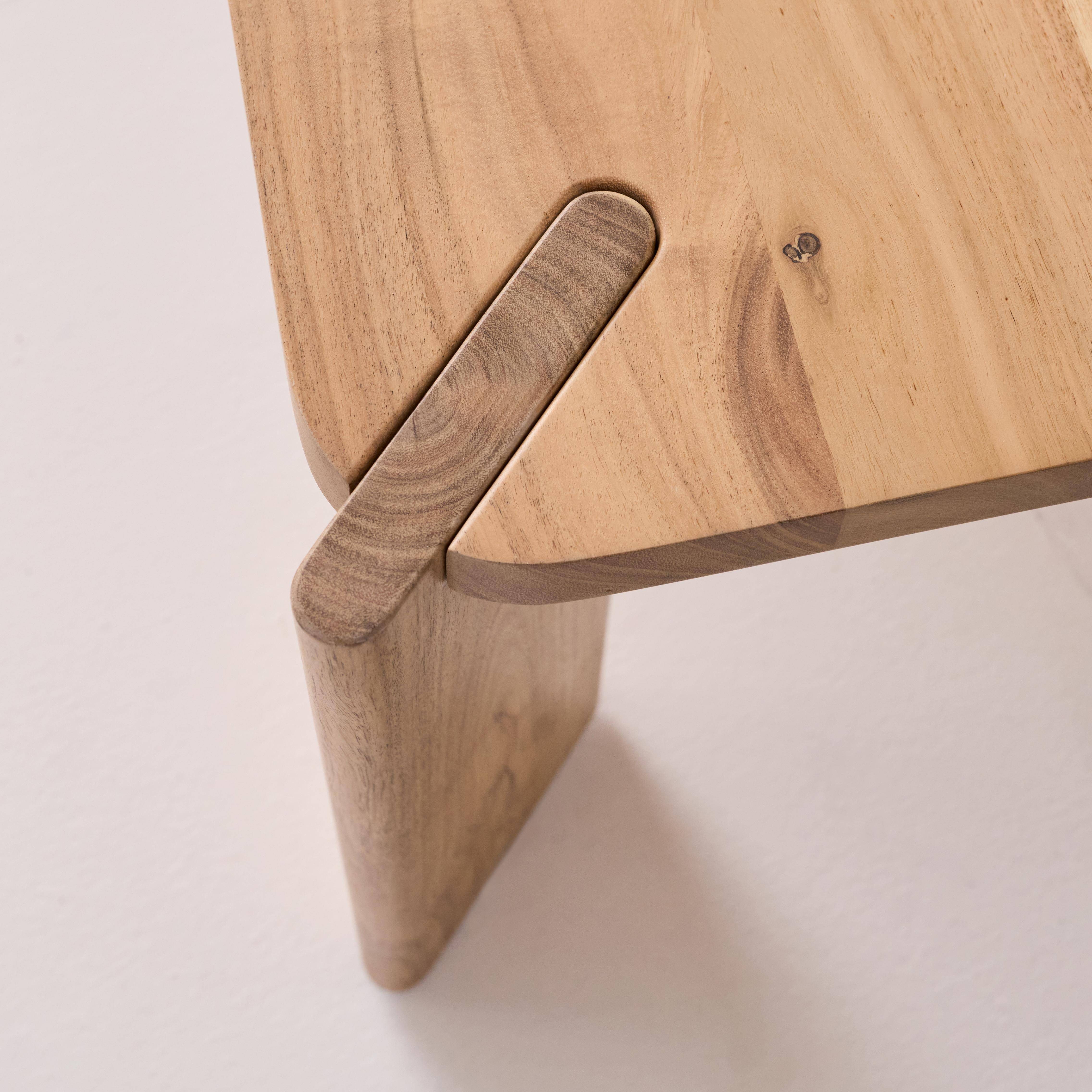 Tavolino esotico quadrato in legno massiccio, 80cm, Reva, Marrone naturale, 80x80x36 cm Photo3