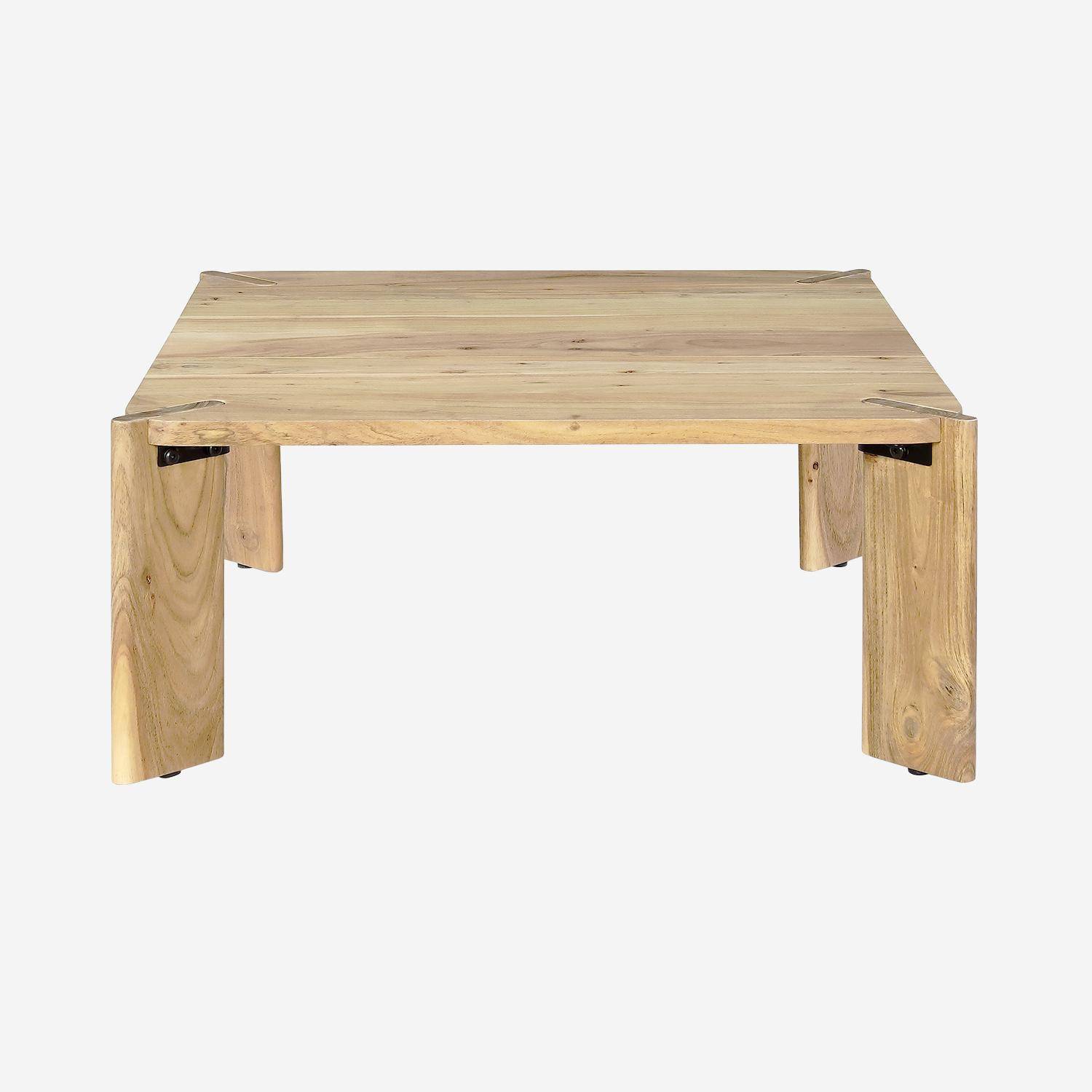 Square coffee table in solid acacia wood, Reva, natural, 80x80x36 cm Photo2