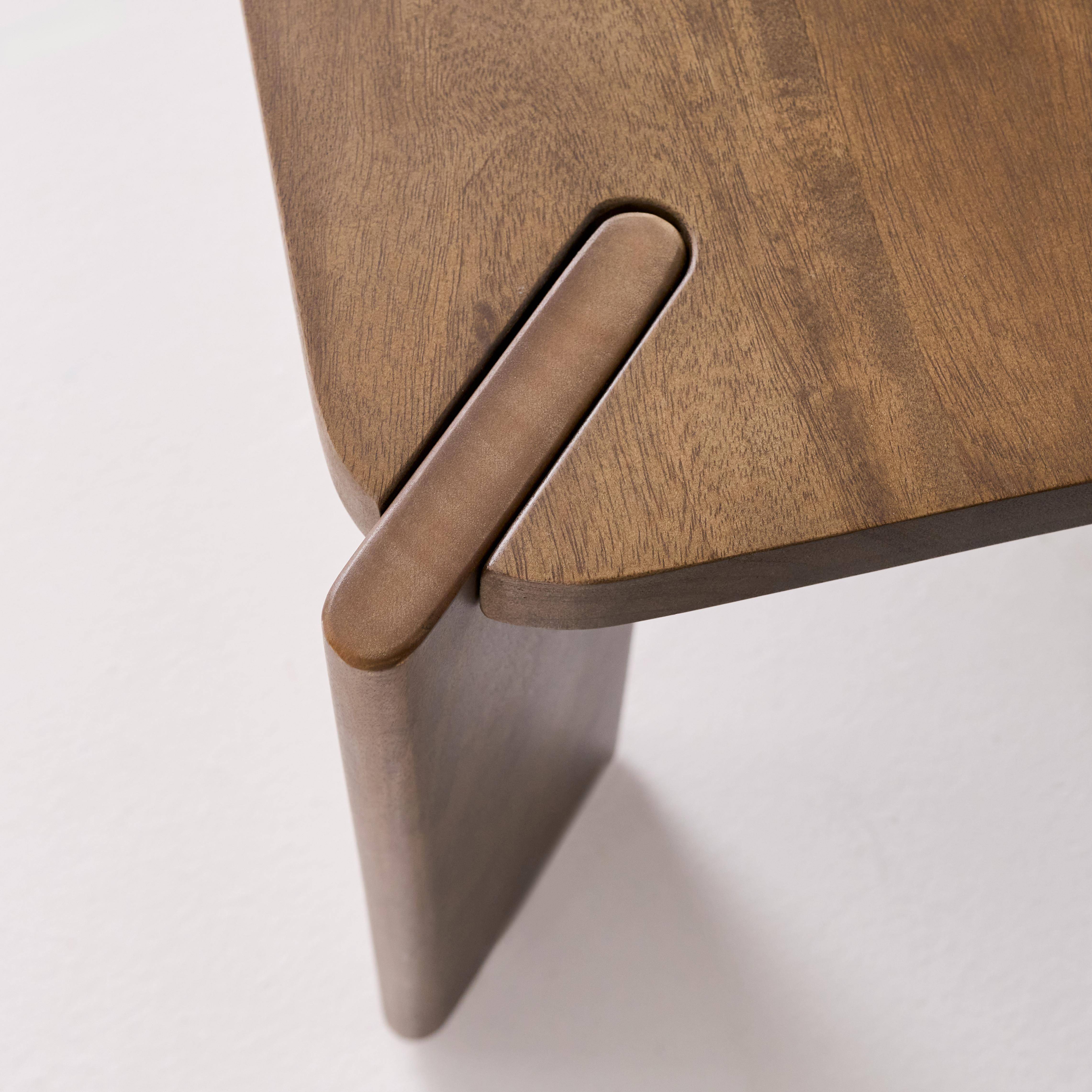 Square coffee table in solid mango wood, Reva, walnut coloured, 80x80x36 cm,sweeek,Photo3