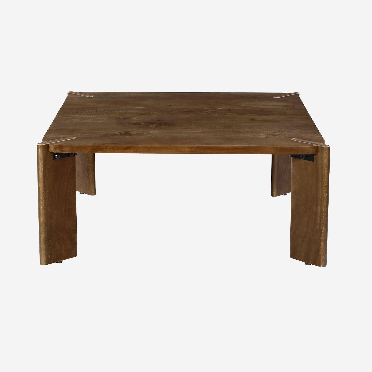 Table basse exotique carrée bois massif 80cm noyer - Reva Photo2