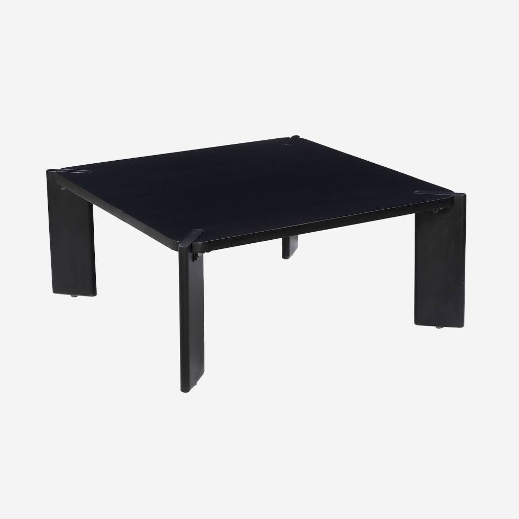 Square Solid Mango Wood Coffee Table, black