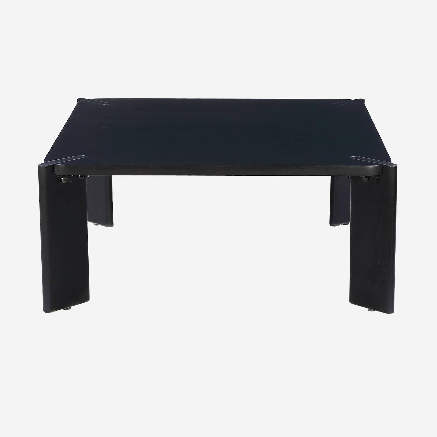 Square coffee table in solid mango wood, Reva, black, 80x80x36 cm Photo2