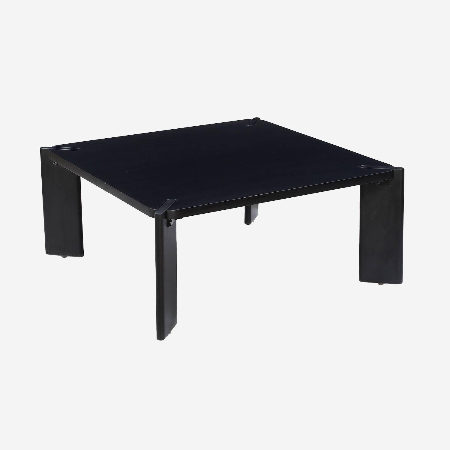 Square coffee table in solid mango wood, Reva, black, 80x80x36 cm Photo1
