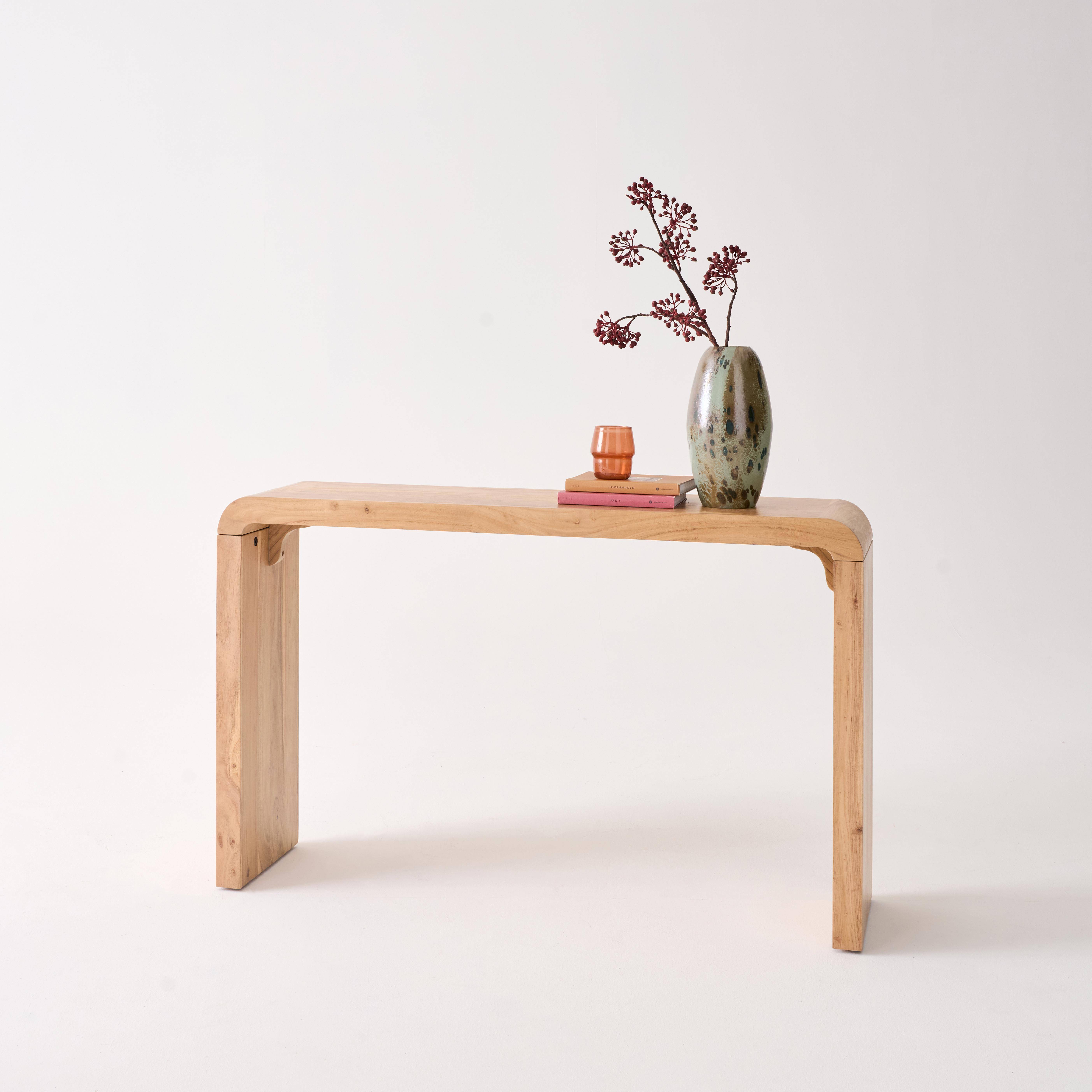 Exotic Acacia Wood Console, Dana, Natural, 120x30x75 cm Photo1