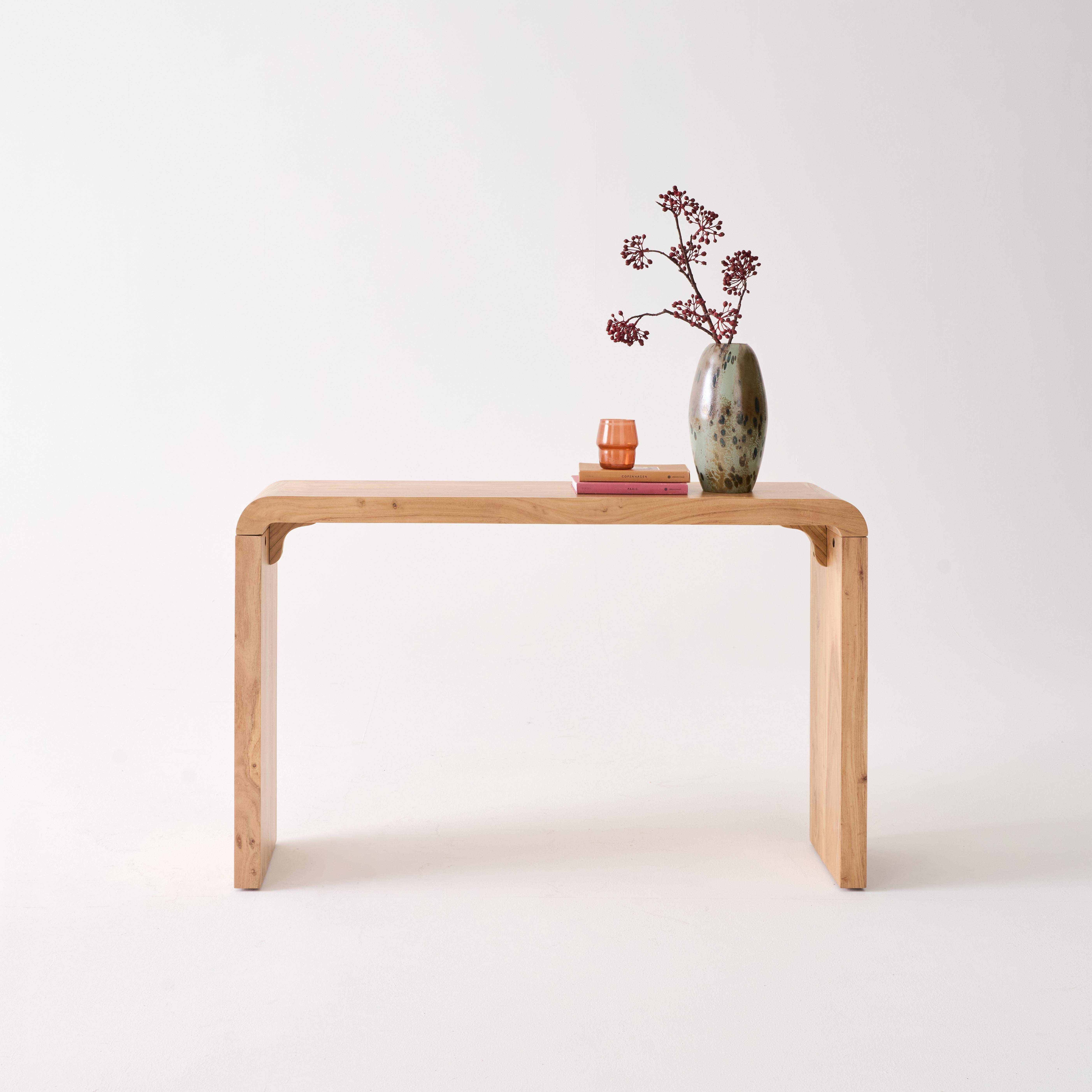 Exotic Acacia Wood Console, Dana, Natural, 120x30x75 cm,sweeek,Photo2