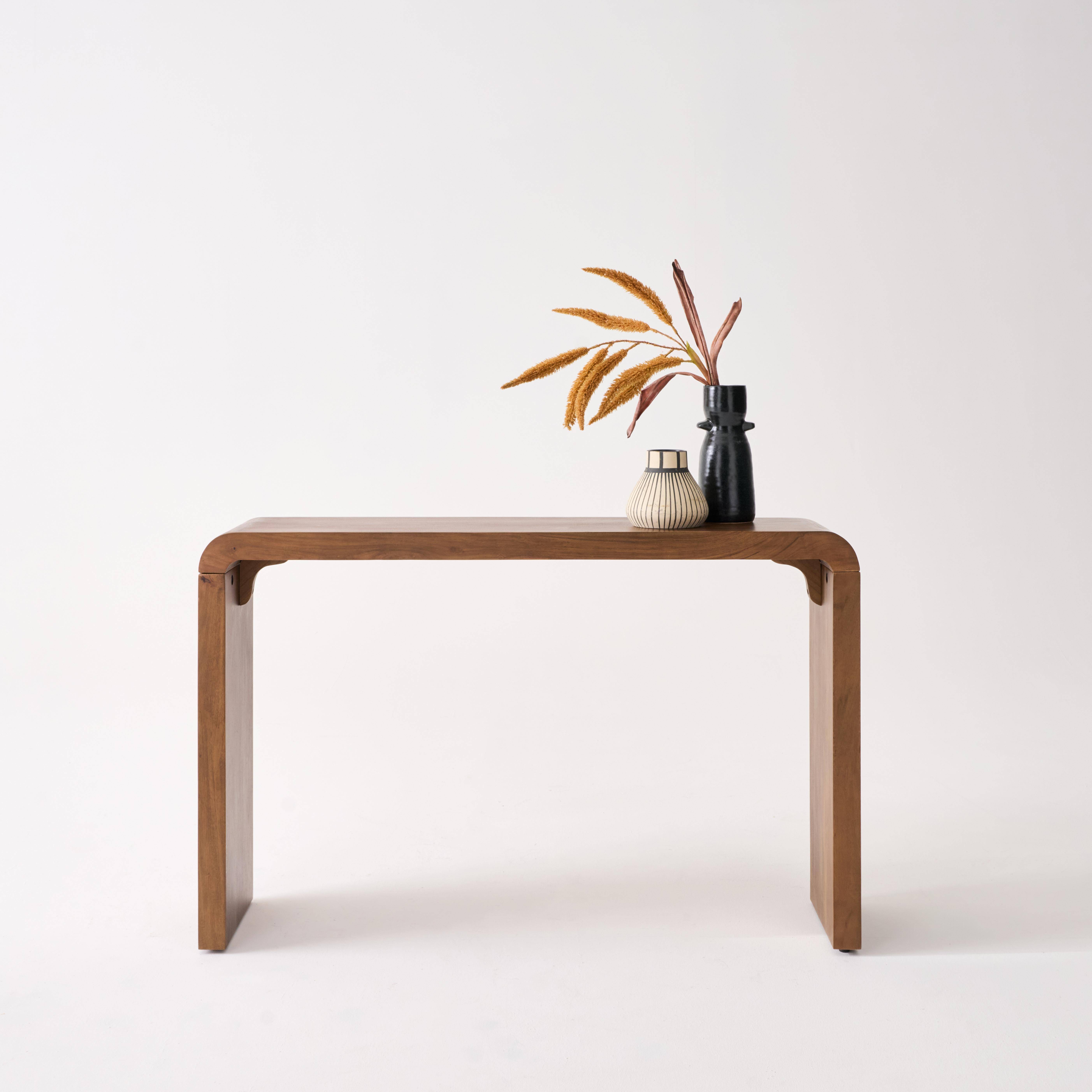 Exotic Acacia Wood Console, Dana, Walnut coloured, 120x30x75 cm Photo2