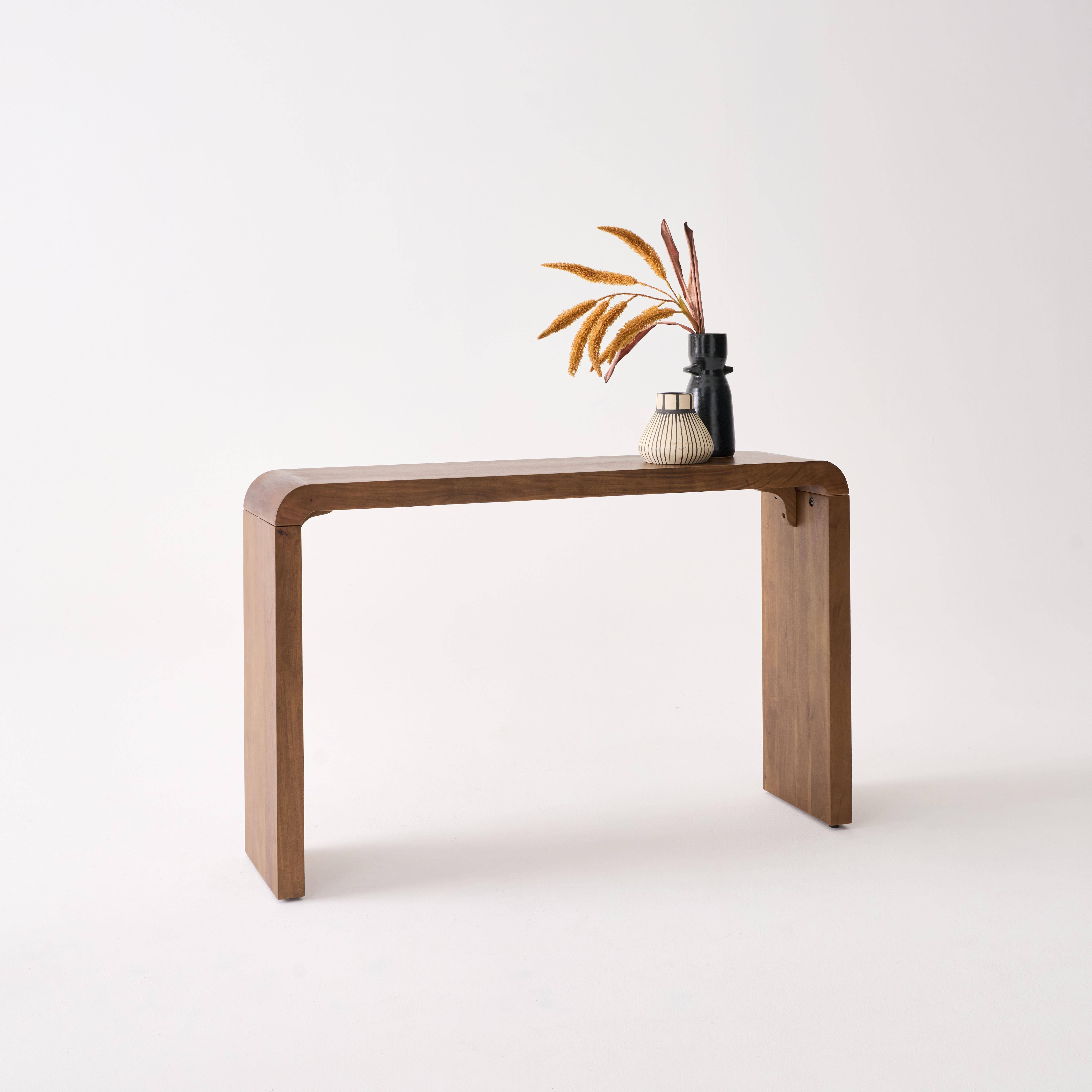 Exotic Acacia Wood Console, Dana, Walnut coloured, 120x30x75 cm Photo1