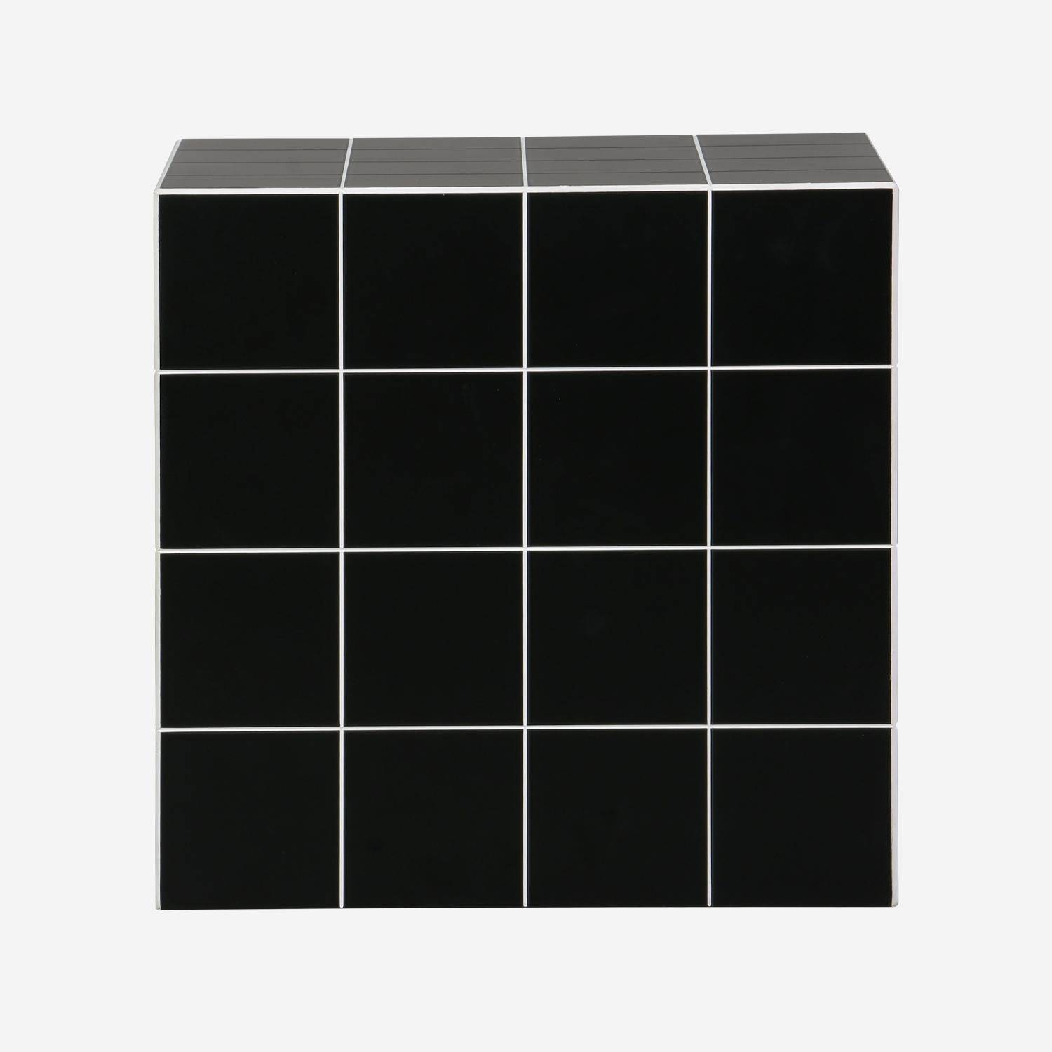 Table basse, table d'appoint cubique imitation carreaux de ciment noir 40x40cm - Kubeeek,sweeek,Photo2