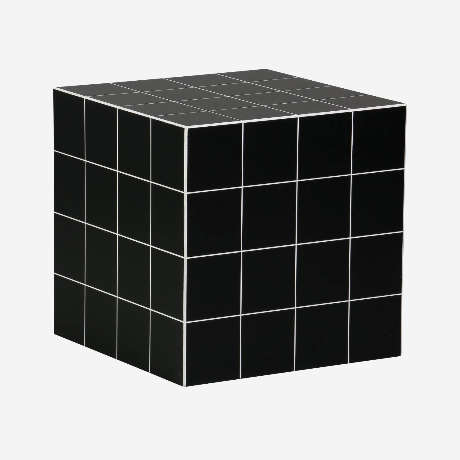Table basse, table d'appoint cubique imitation carreaux de ciment noir 40x40cm - Kubeeek Photo1