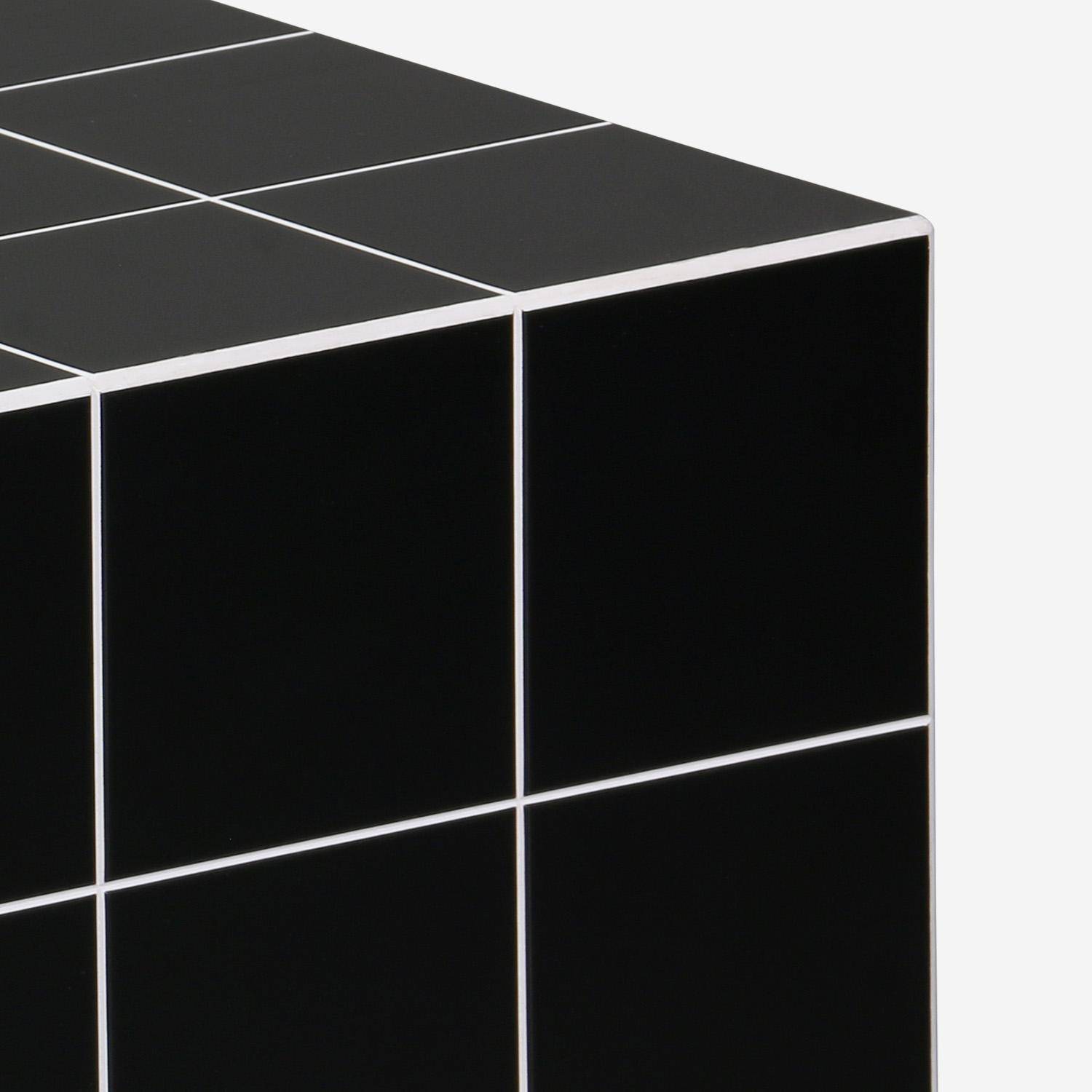 Table basse, table d'appoint cubique imitation carreaux de ciment noir 40x40cm - Kubeeek,sweeek,Photo3