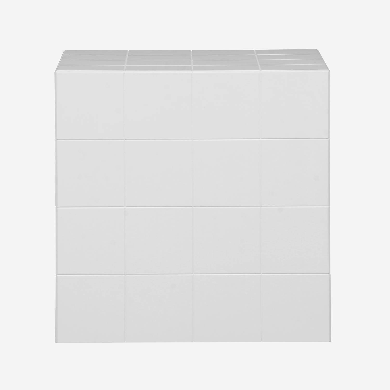 Table basse, table d'appoint cubique imitation carreaux de ciment blanc 40x40cm - Kubeeek Photo2
