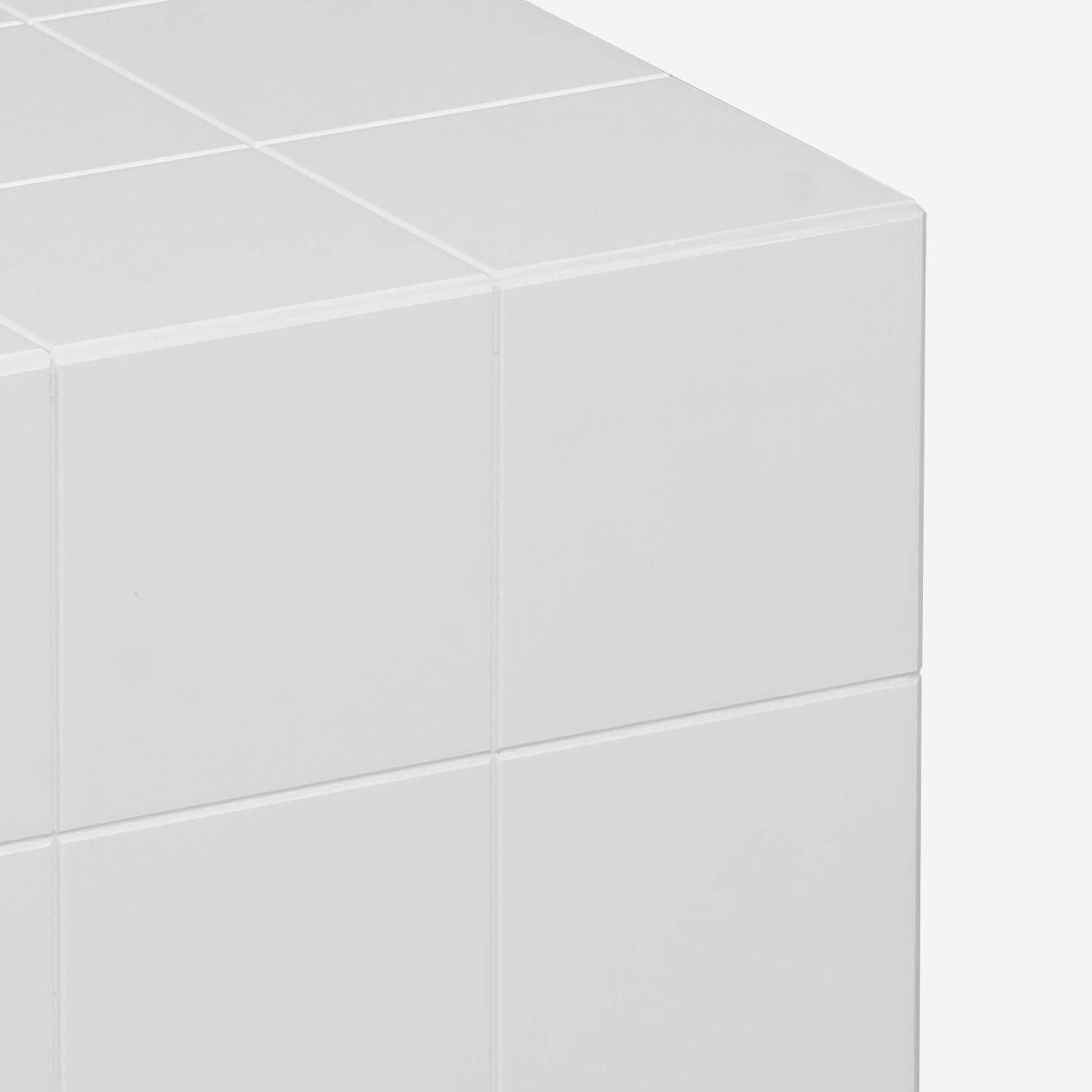 Table basse, table d'appoint cubique imitation carreaux de ciment blanc 40x40cm - Kubeeek Photo3