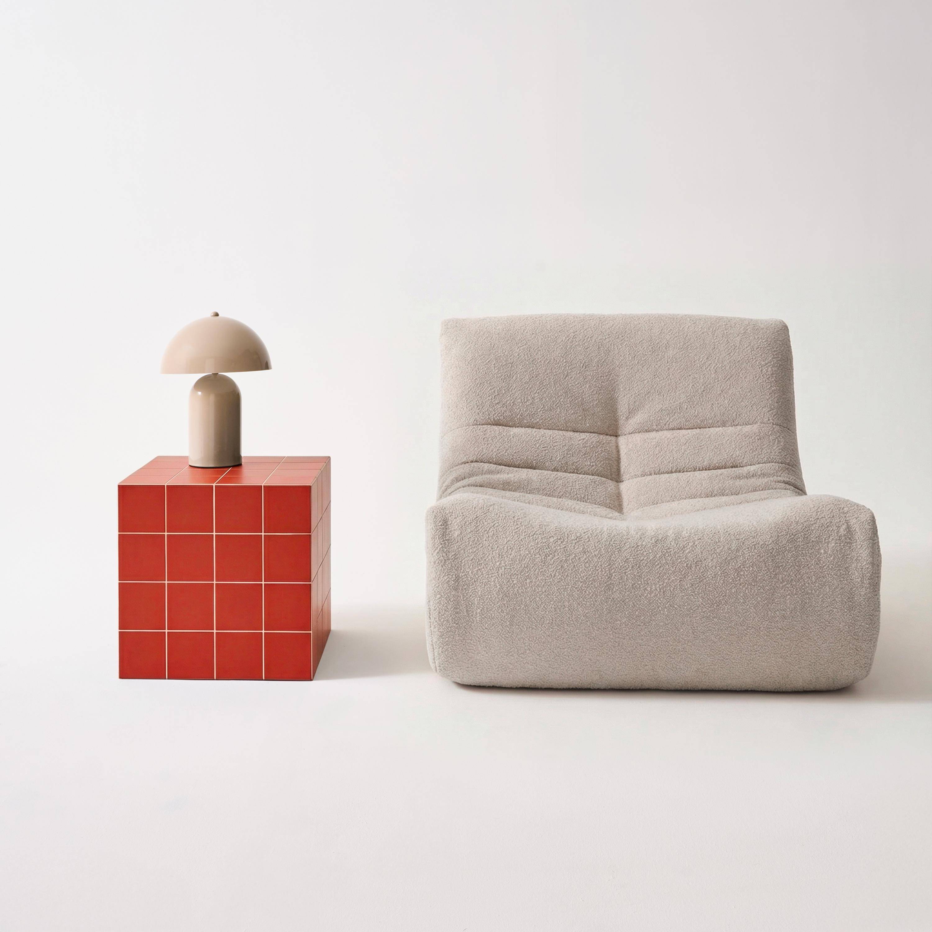 Table basse, table d'appoint cubique imitation carreaux de ciment terracotta 40x40cm - Kubeeek Photo1