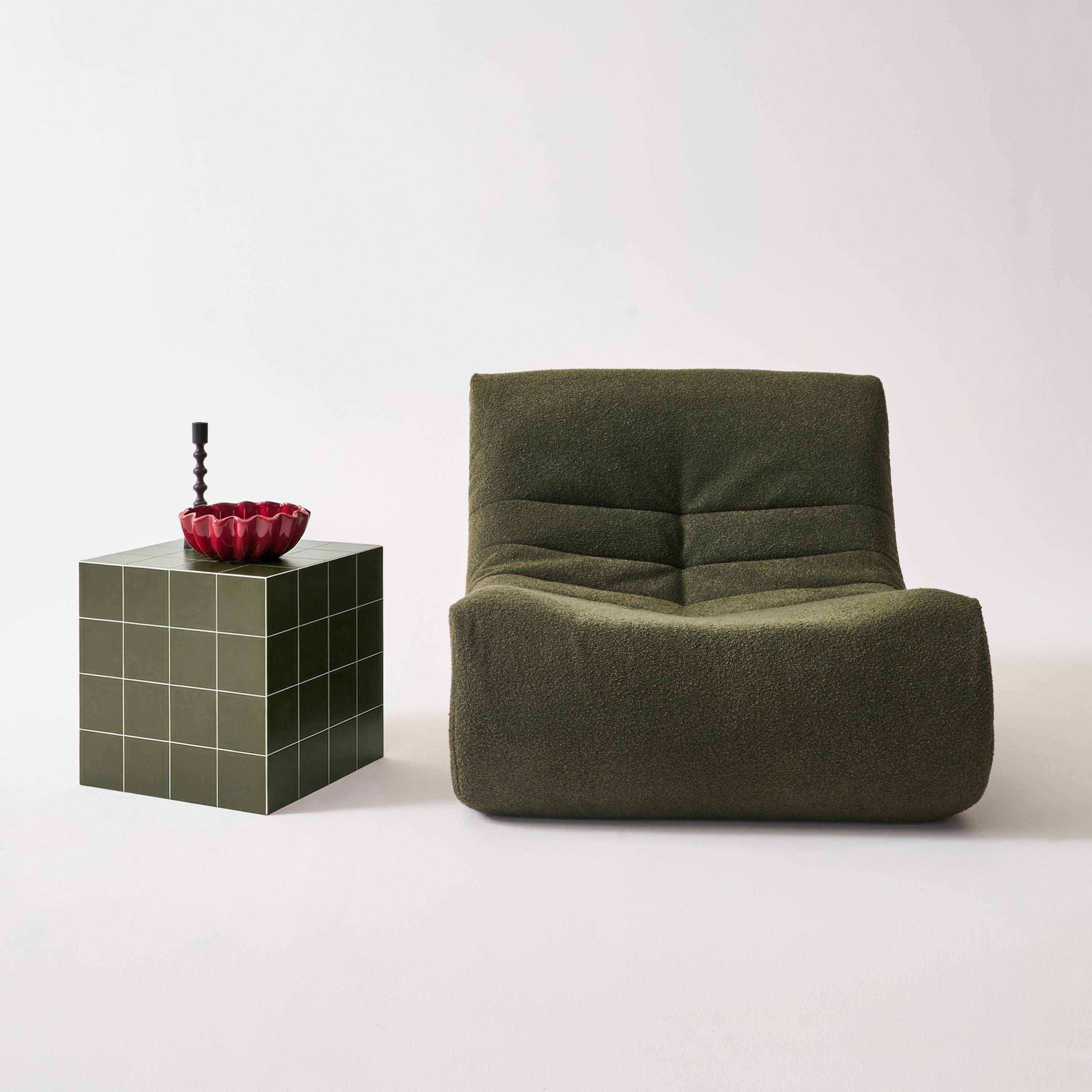 Table basse, table d'appoint cubique imitation carreaux de ciment kaki 40x40cm - Kubeeek,sweeek,Photo2