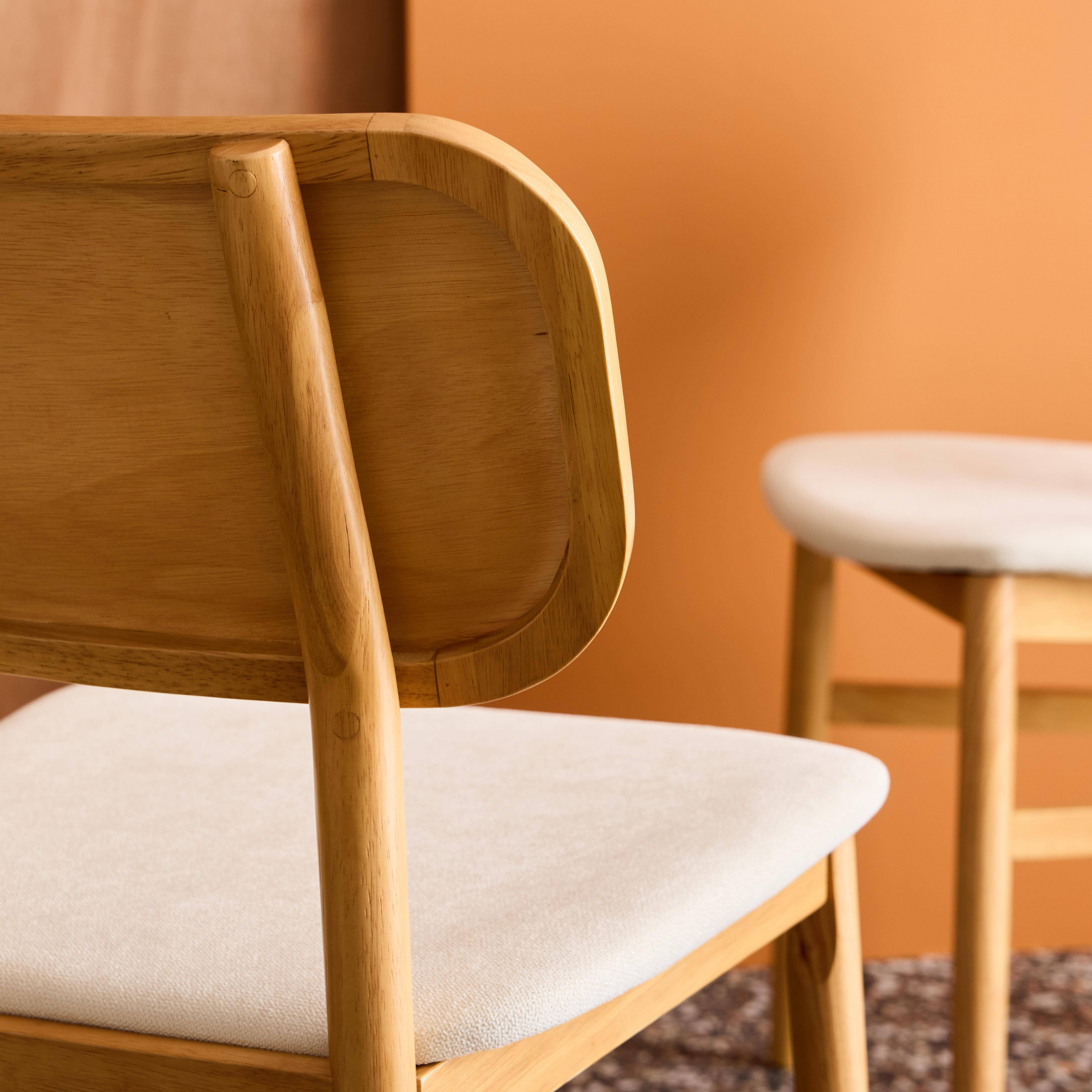 Set di 2 sedie vintage in legno di hevea e tessuto Marrone naturale - 52x46.5x80 cm,sweeek,Photo5