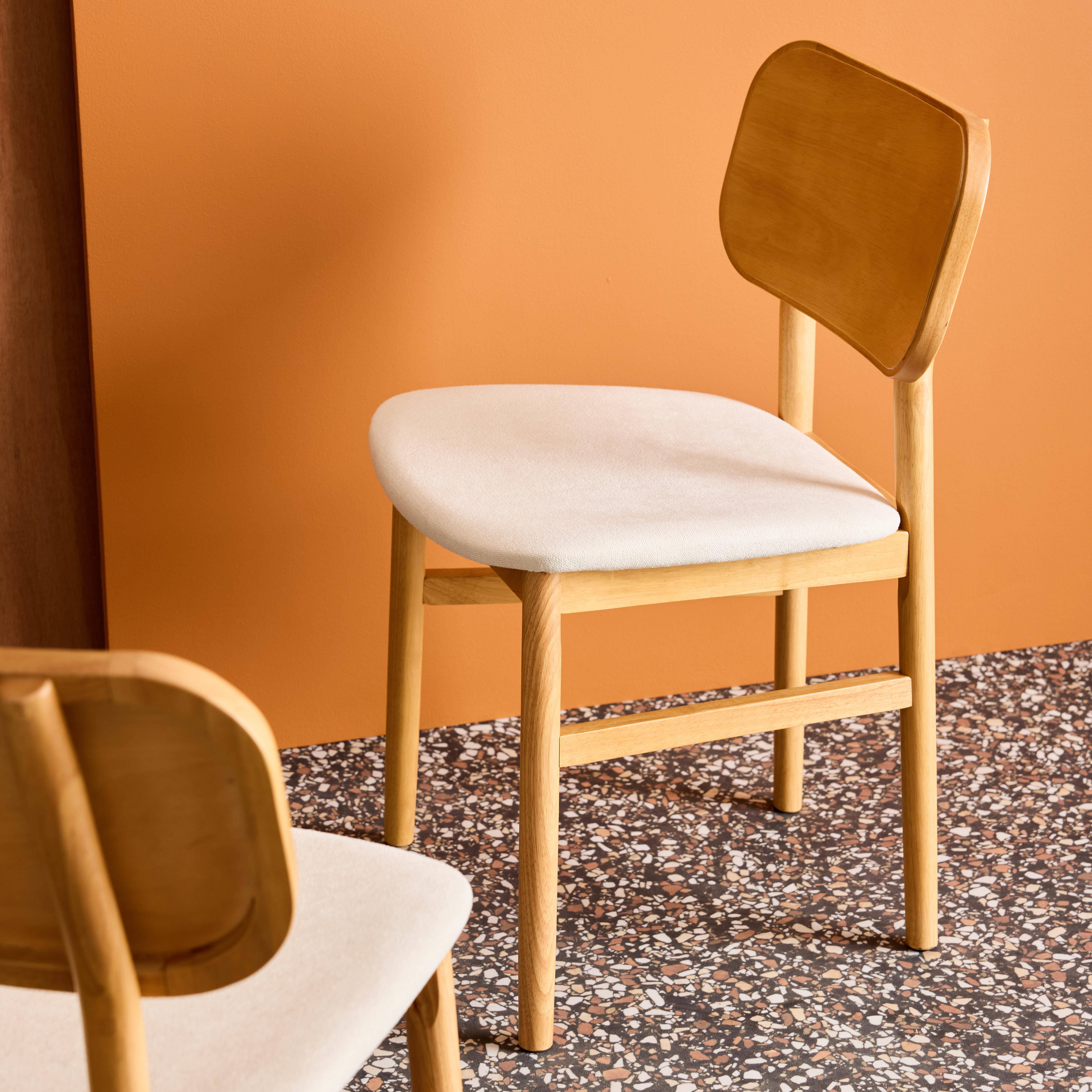 Set di 2 sedie vintage in legno di hevea e tessuto Marrone naturale - 52x46.5x80 cm Photo4