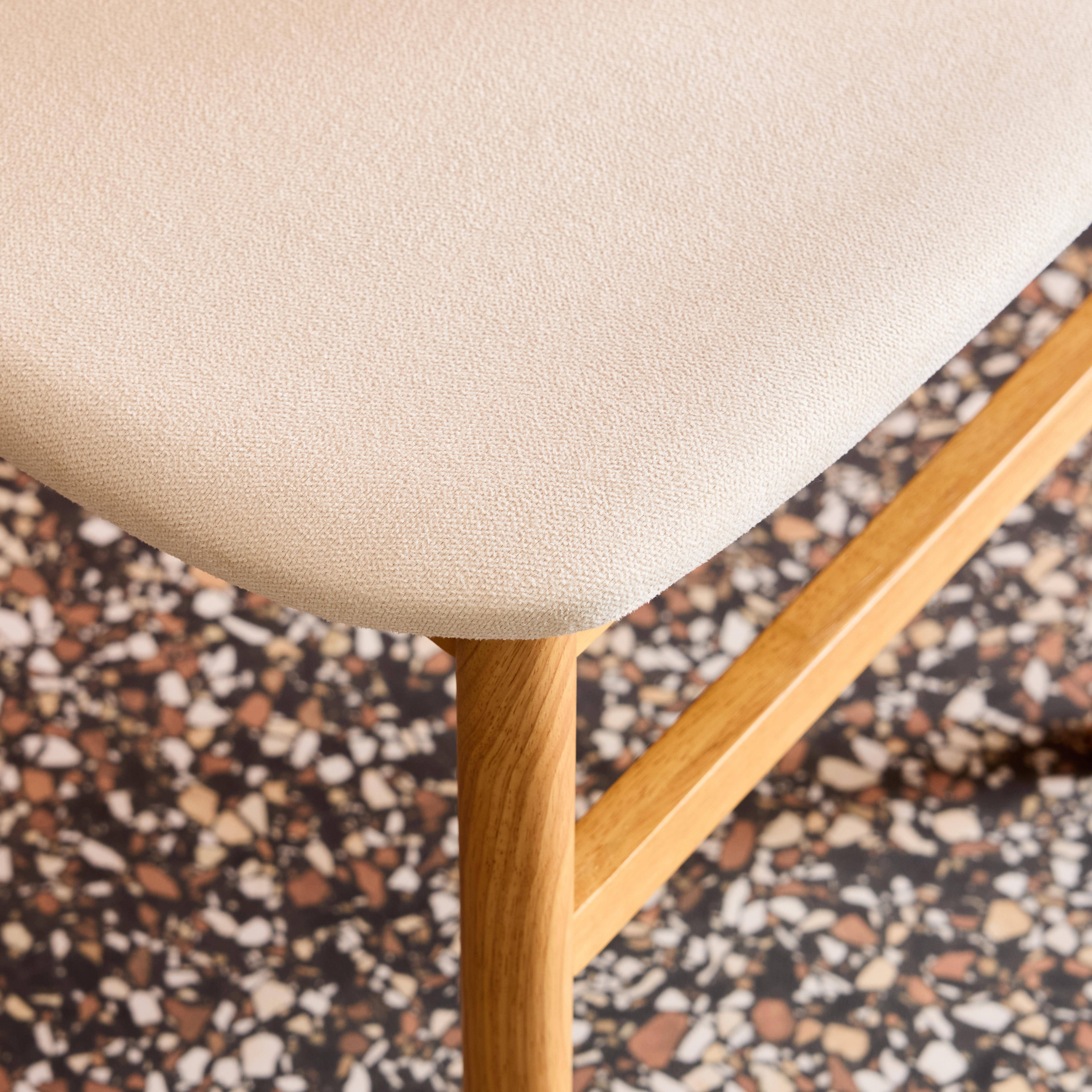 Set di 2 sedie vintage in legno di hevea e tessuto Marrone naturale - 52x46.5x80 cm Photo3