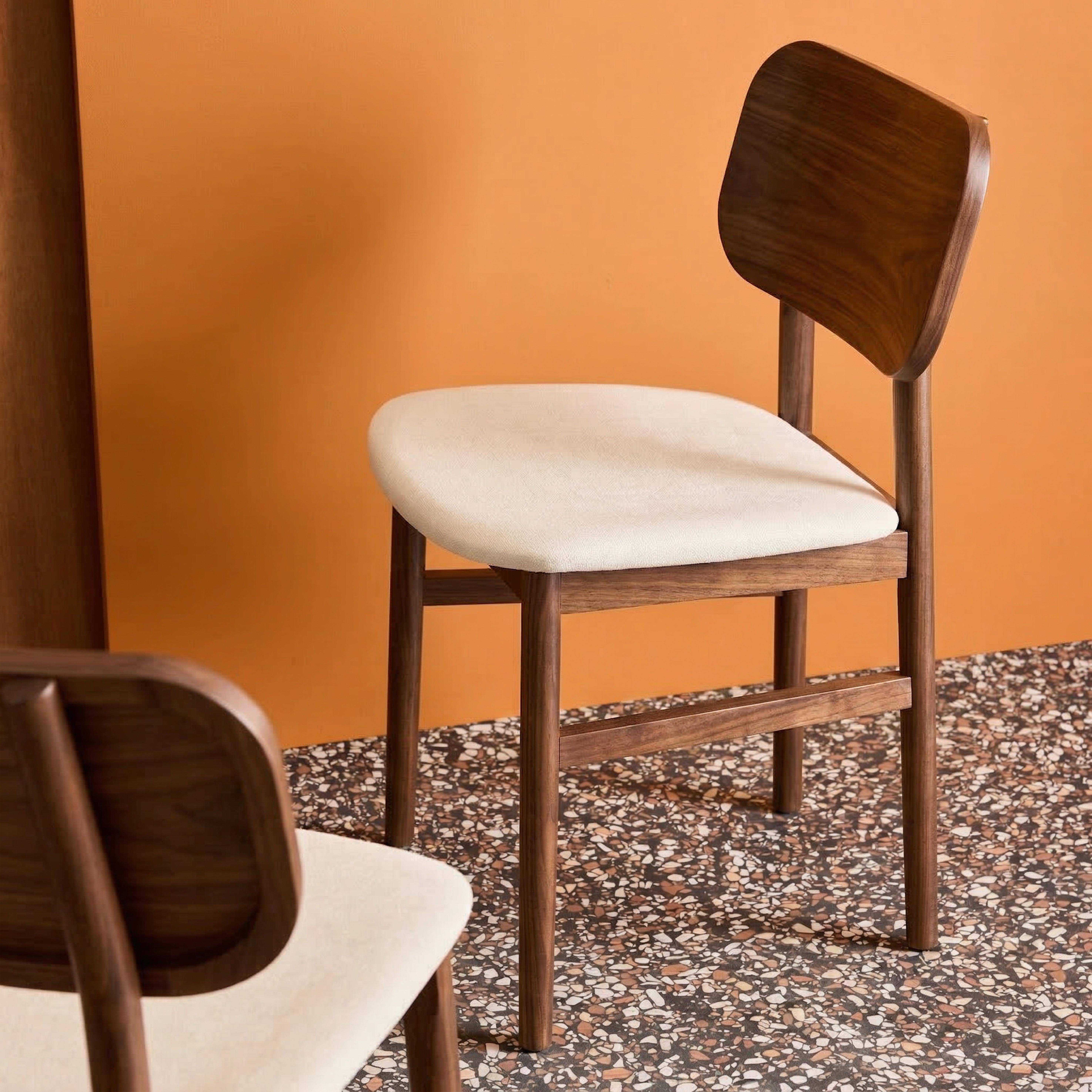 Vintage stoelen rubberhout en stof (set van 2) walnoot L 52 x B 46,5 x H 80cm - Olympie Photo4