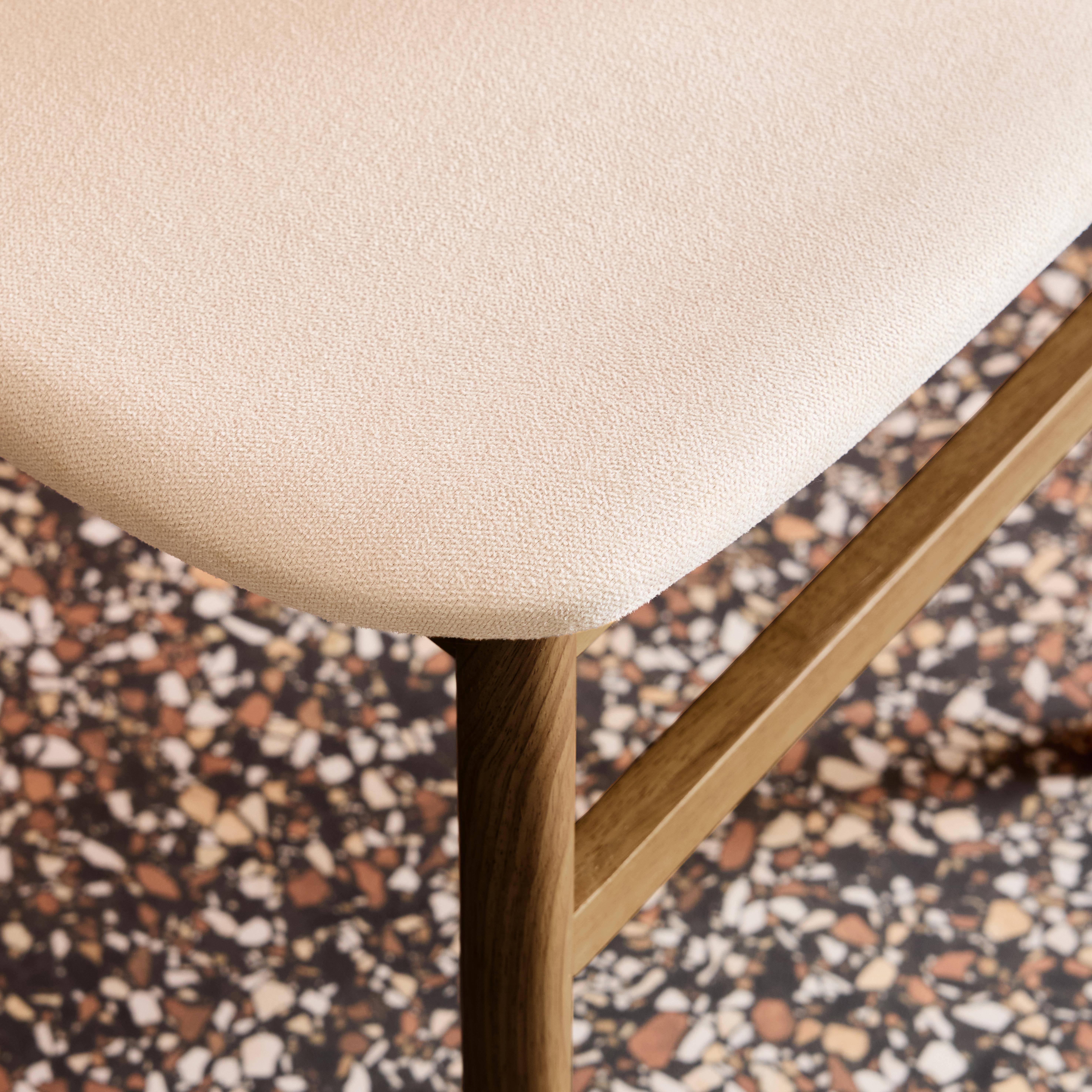 Lot de 2 chaises vintage bois d'hévéa finition brossée noyer et tissu, L 52 x P 45 x H 80cm - OLYMPIE Photo3