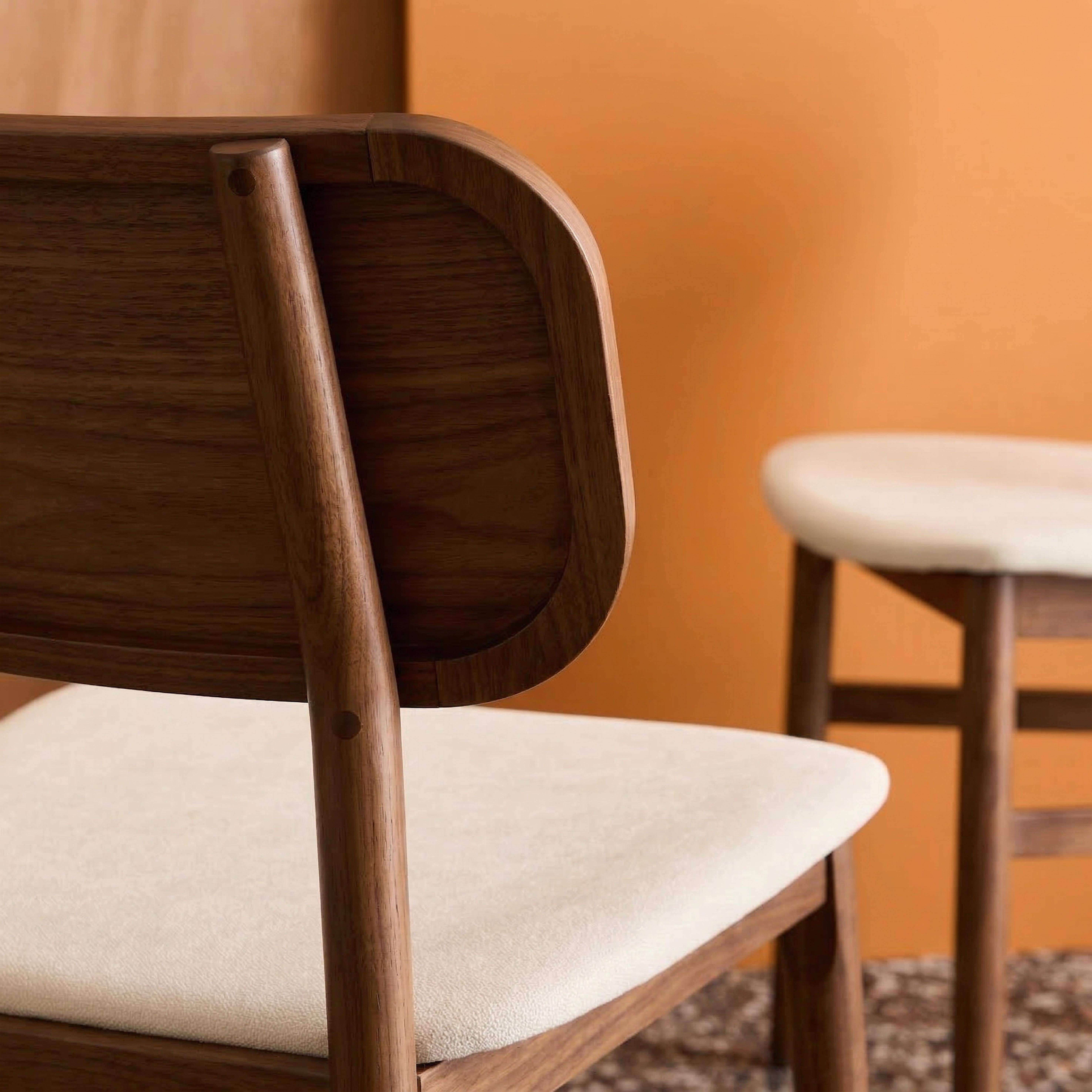 Vintage stoelen rubberhout en stof (set van 2) walnoot L 52 x B 46,5 x H 80cm - Olympie,sweeek,Photo5