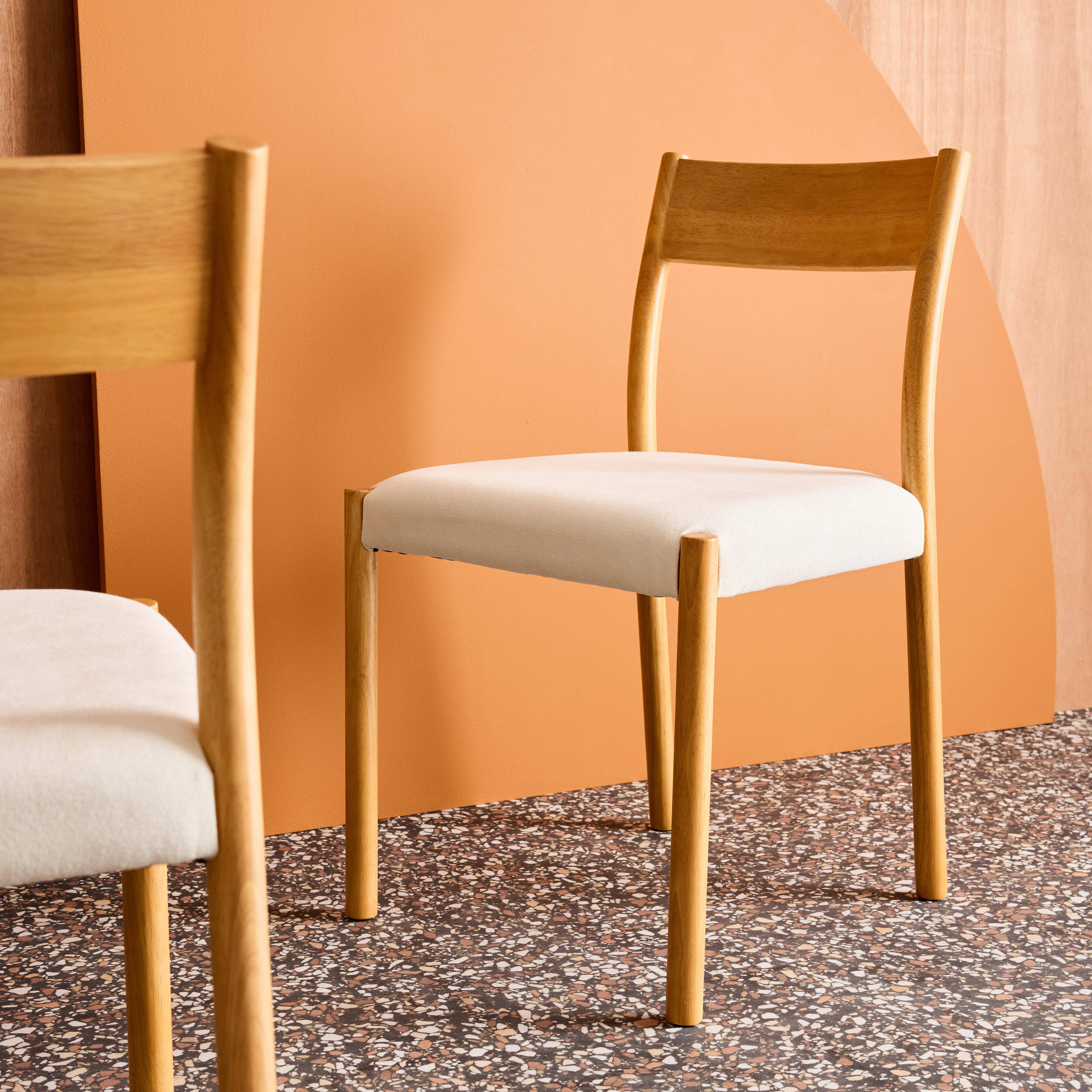 2er-Set Stühle im Bohème-Stil aus Hevea-Holz und Stoff, naturfarben, L 49,5 x T 53 x H 82 cm - Ella Photo5