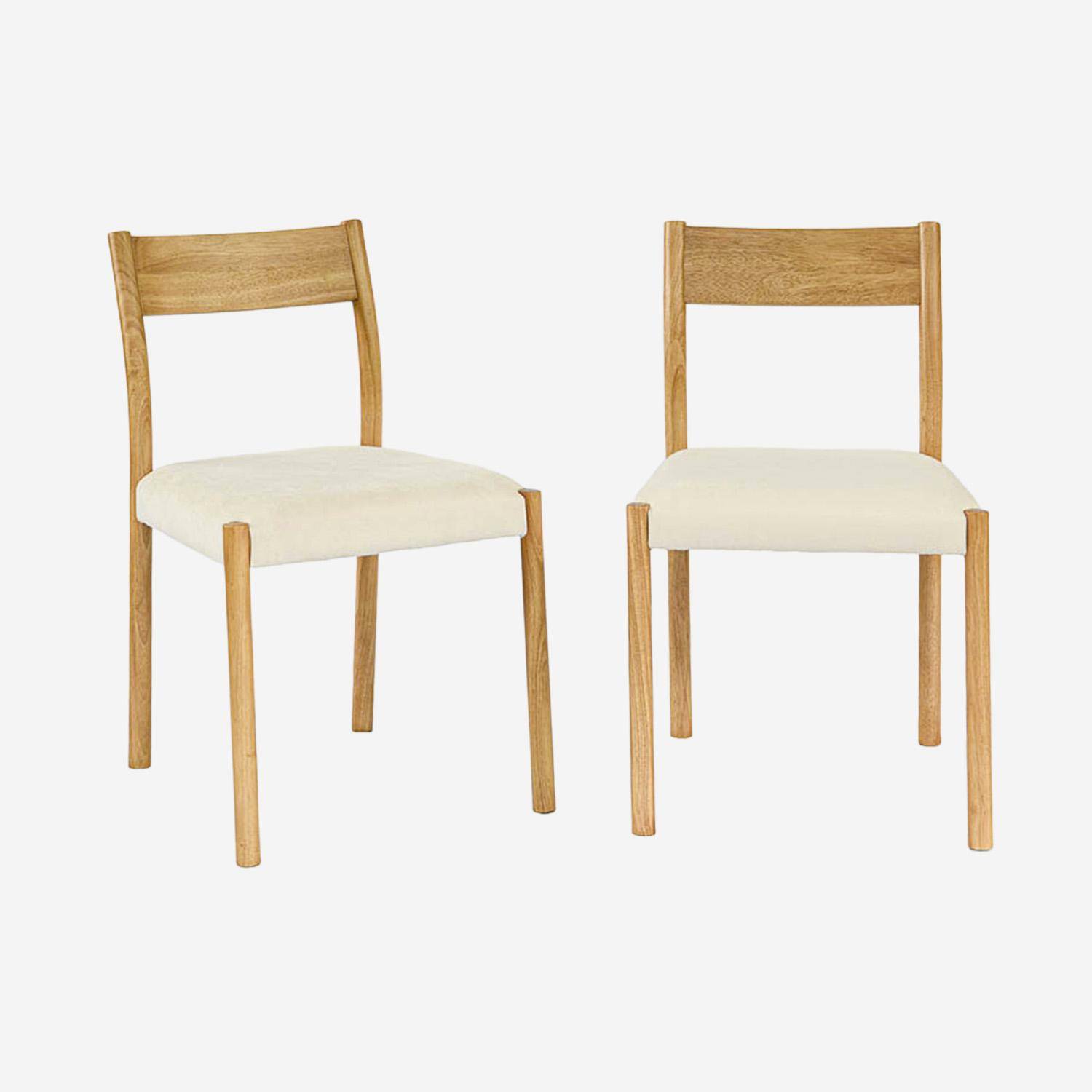 Lot de 2 chaises bohème bois d'hévéa naturel, cordes et tissu, L 49,5 x P 53 x H 82cm - ELLA Photo1