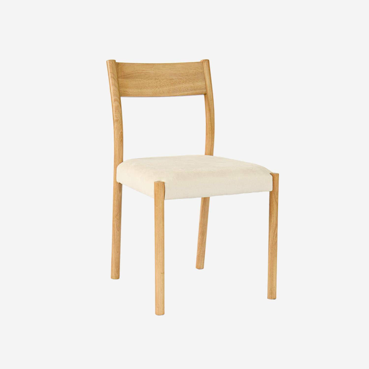 Lot de 2 chaises bohème bois d'hévéa naturel, cordes et tissu, L 49,5 x P 53 x H 82cm - ELLA Photo2