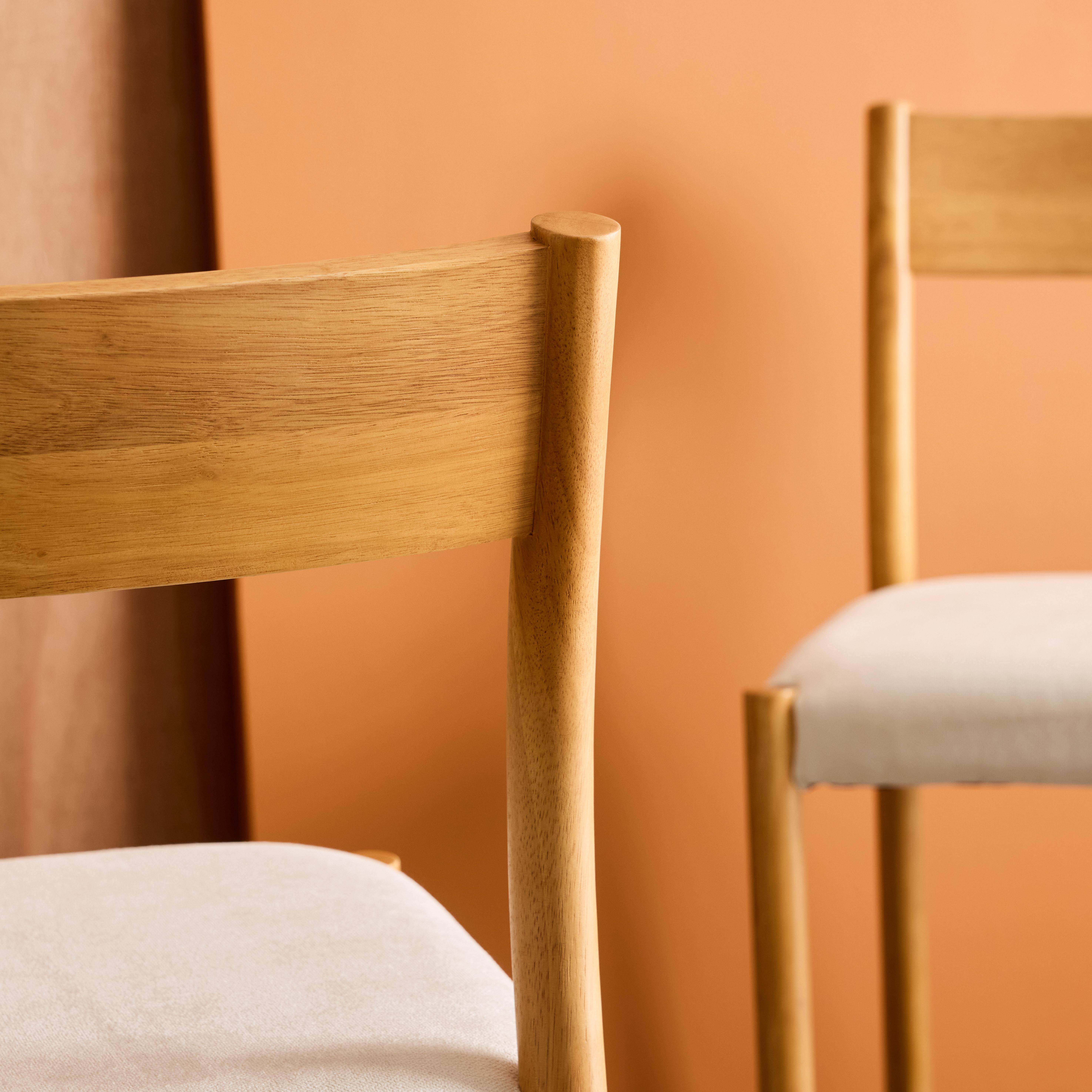 2er-Set Stühle im Bohème-Stil aus Hevea-Holz und Stoff, naturfarben, L 49,5 x T 53 x H 82 cm - Ella,sweeek,Photo3