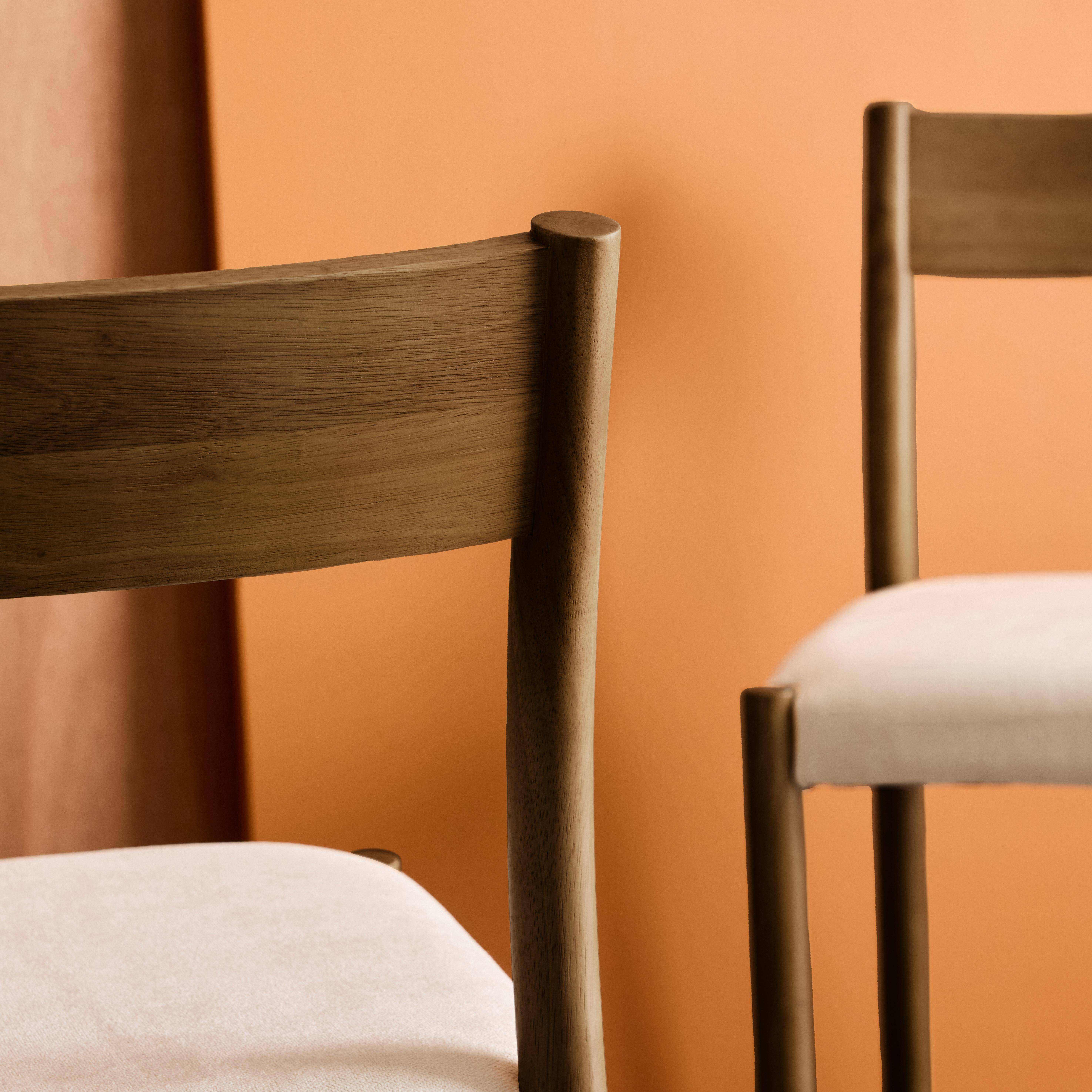 Lot de 2 chaises bohème bois d'hévéa noyer et tissu, L 49,5 x P 53 x H 82cm - ELLA Photo3