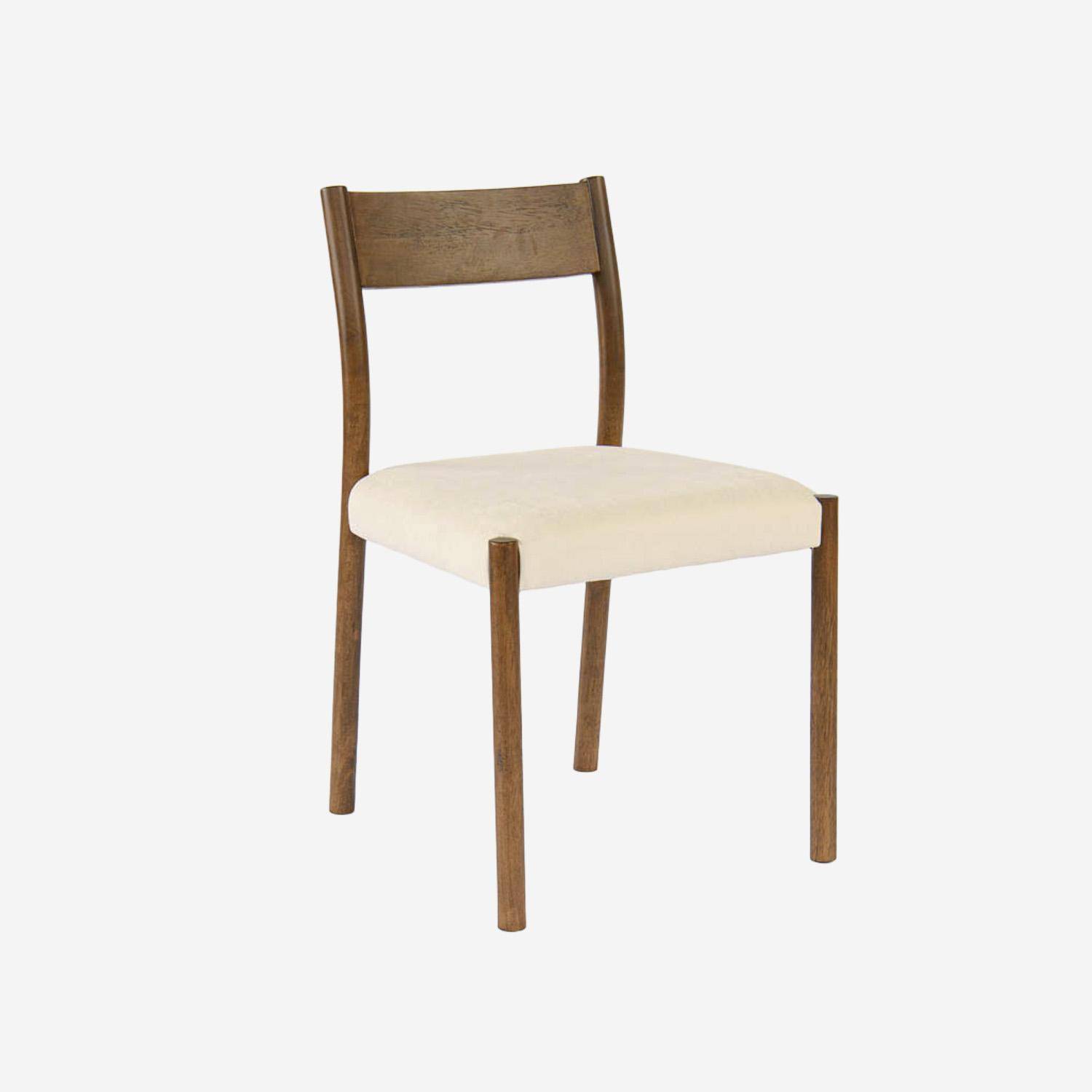 Lot de 2 chaises bohème bois d'hévéa noyer, cordes et tissu, L 49,5 x P 53 x H 82cm - ELLA Photo2