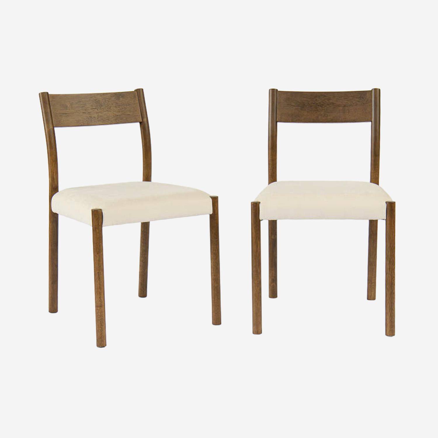 Lot de 2 chaises bohème bois d'hévéa noyer et tissu, L 49,5 x P 53 x H 82cm - ELLA,sweeek,Photo6