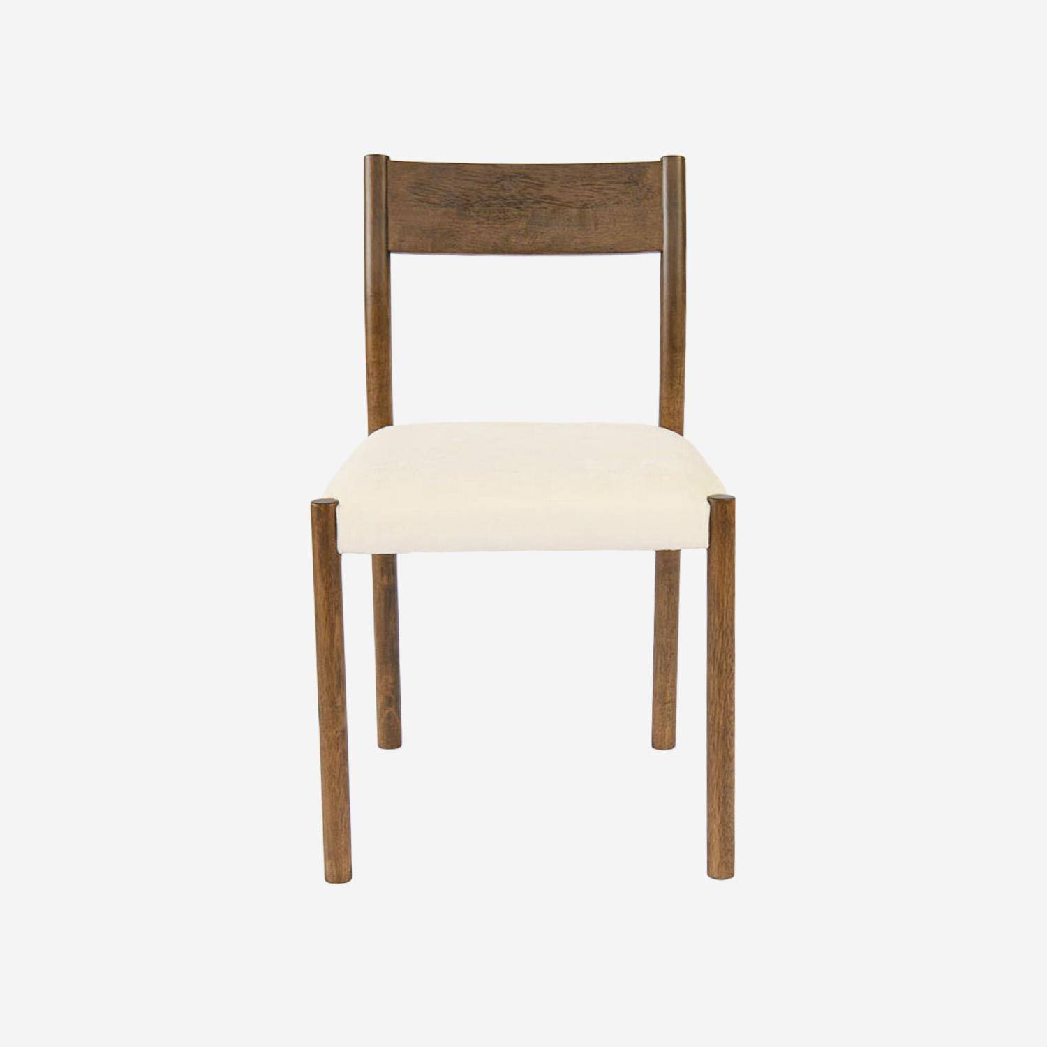 Lot de 2 chaises bohème bois d'hévéa noyer, cordes et tissu, L 49,5 x P 53 x H 82cm - ELLA Photo3