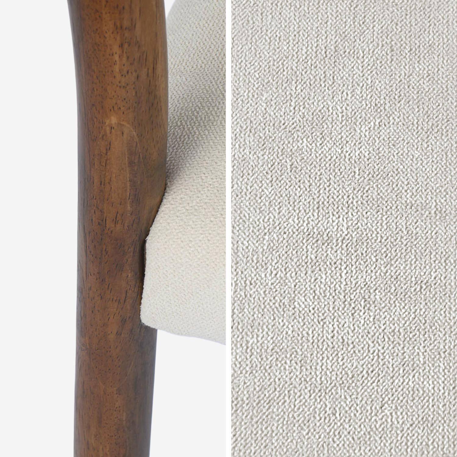 Lot de 2 chaises bohème bois d'hévéa noyer, cordes et tissu, L 49,5 x P 53 x H 82cm - ELLA Photo4