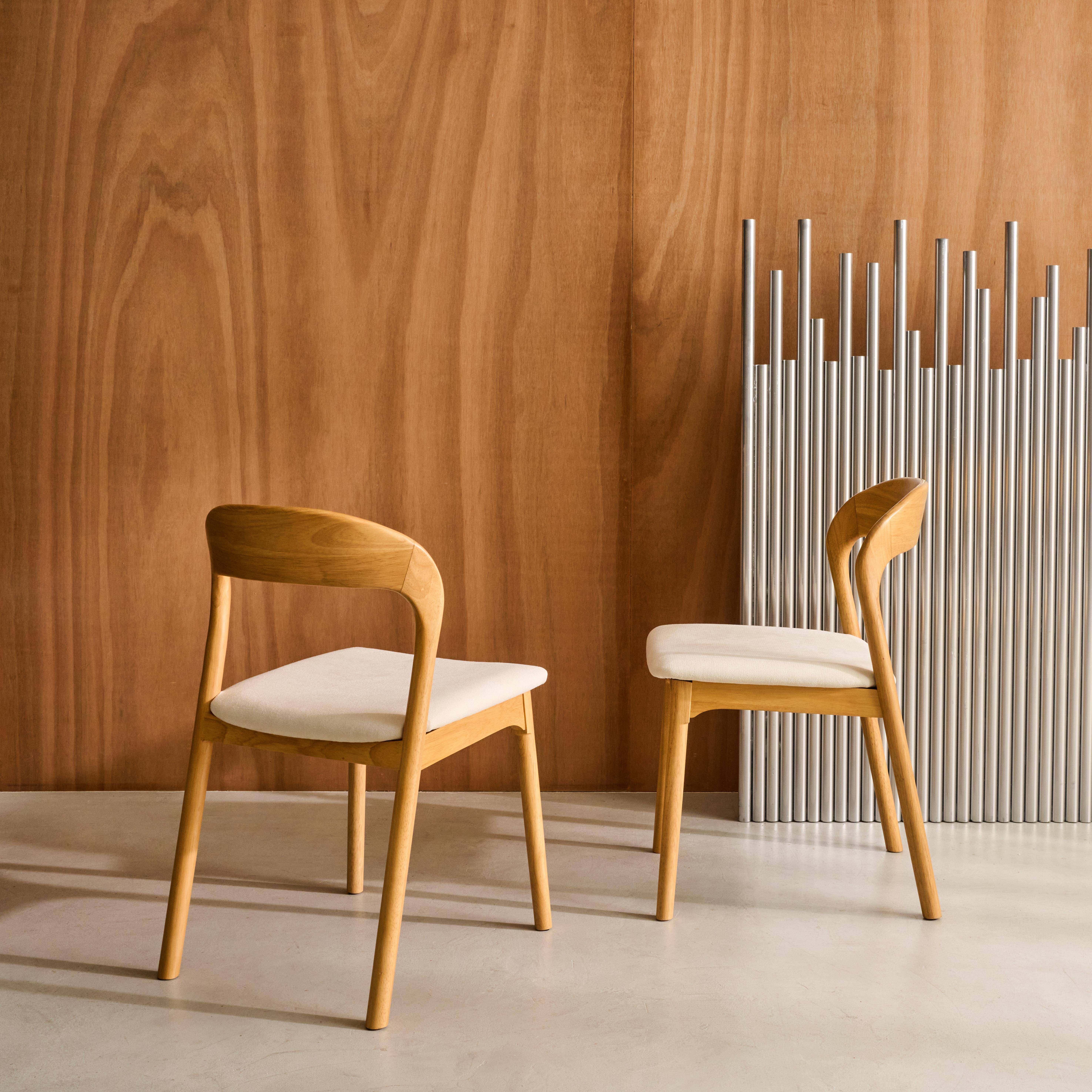 Silla vintage de madera de hevea y tela, set de 2 Natural - 46x53x78 cm,sweeek,Photo2