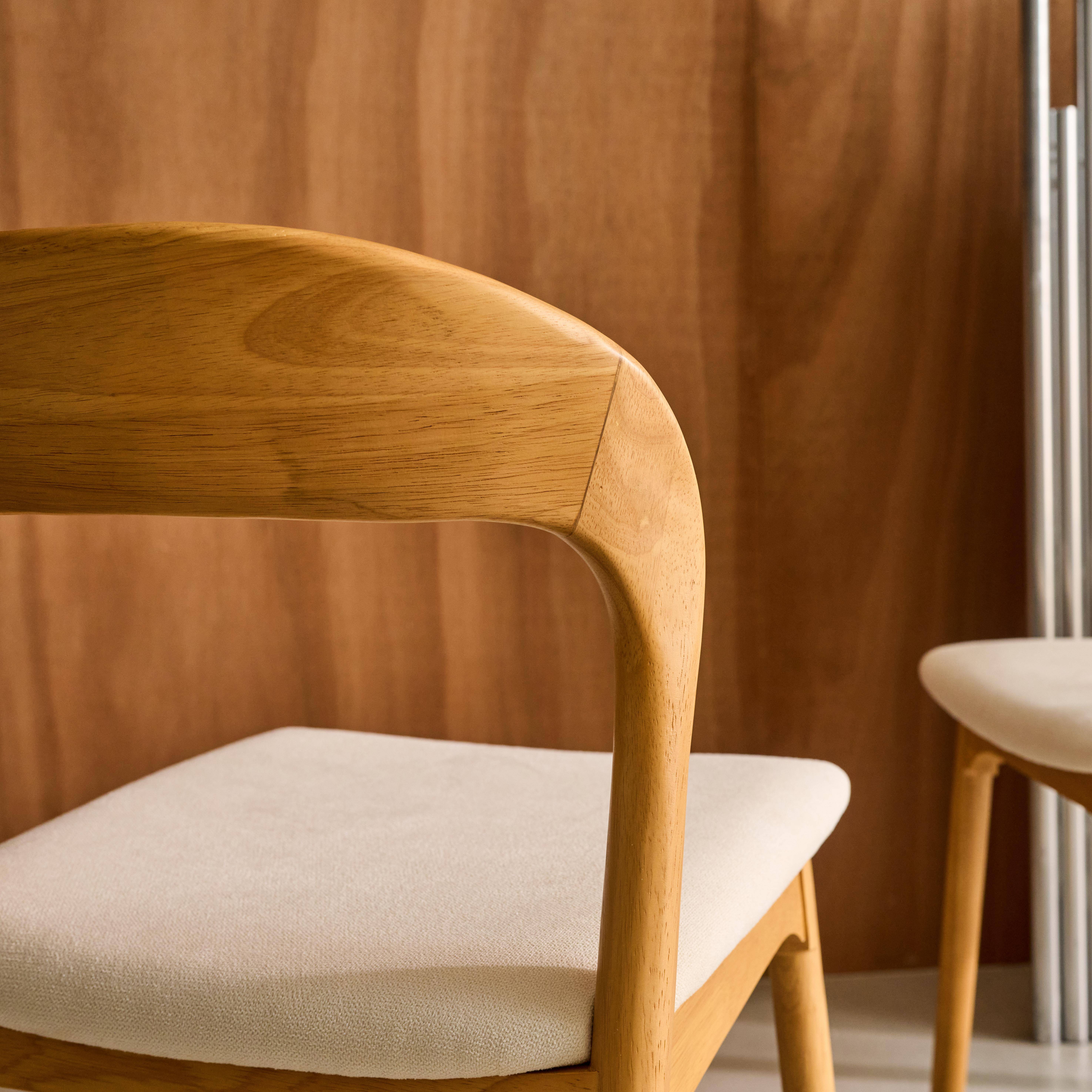 Silla vintage de madera de hevea y tela, set de 2 Natural - 46x53x78 cm Photo4