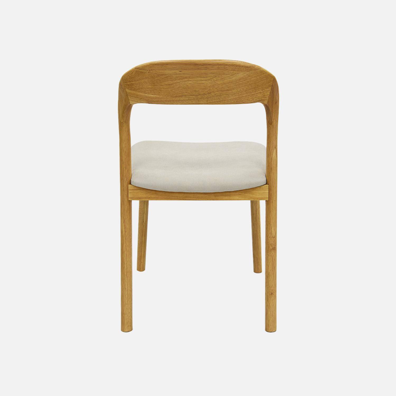 Set 2 sedie vintage in legno di hevea e tessuto, Athena, Marrone naturale, 46x53x78 cm,sweeek,Photo3