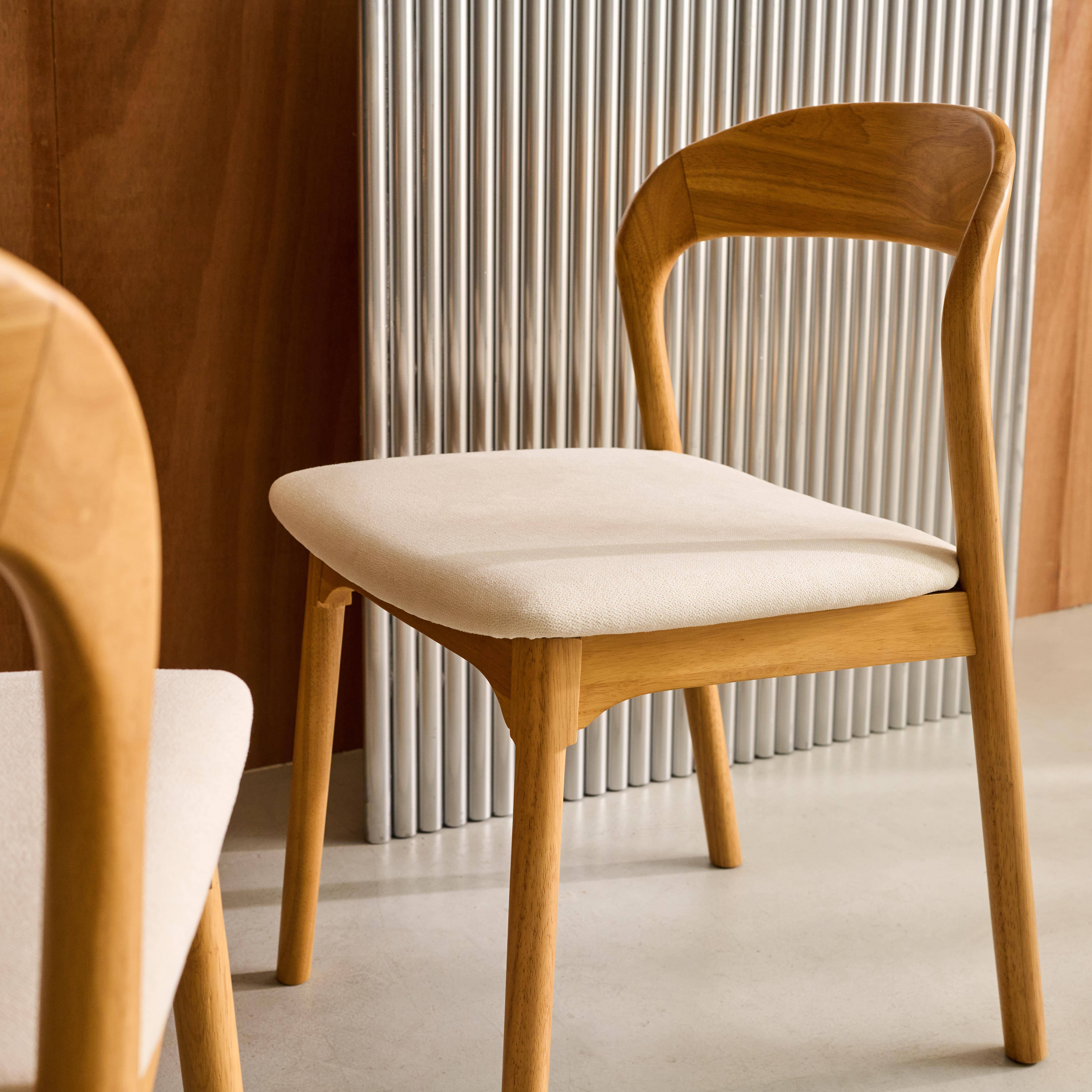 Silla vintage de madera de hevea y tela, set de 2 Natural - 46x53x78 cm,sweeek,Photo3