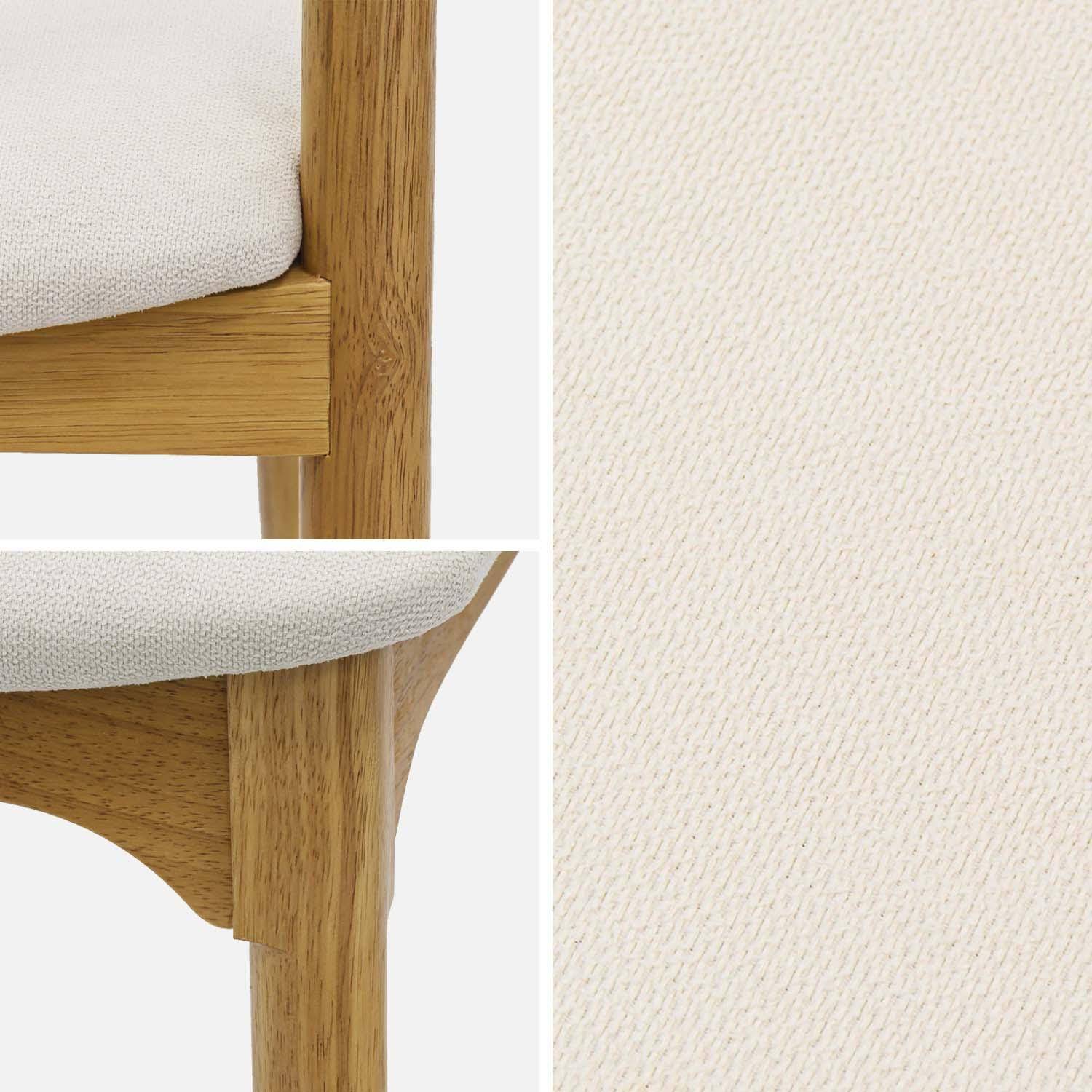 Set 2 sedie vintage in legno di hevea e tessuto, Athena, Marrone naturale, 46x53x78 cm Photo4