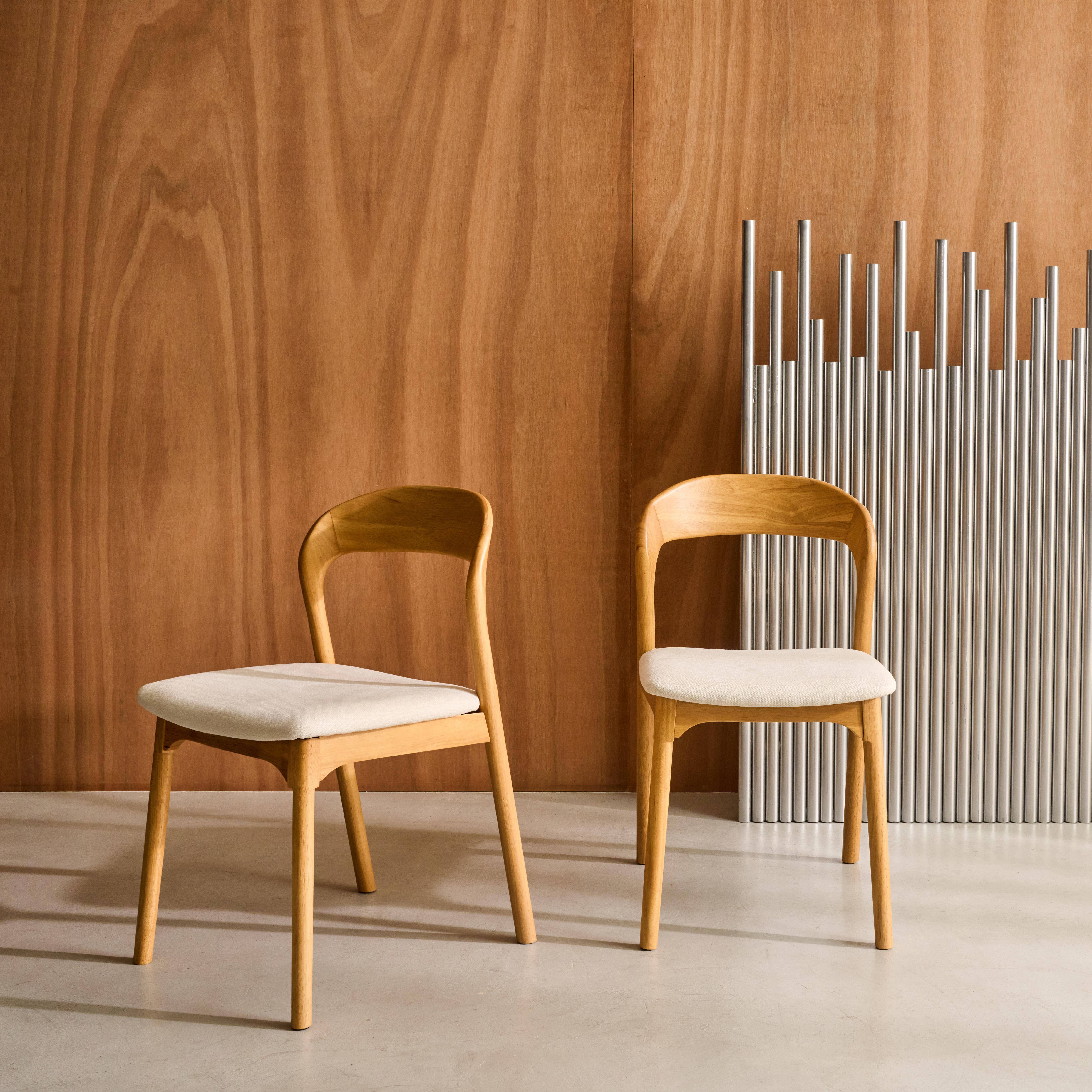 Silla vintage de madera de hevea y tela, set de 2 Natural - 46x53x78 cm,sweeek,Photo1