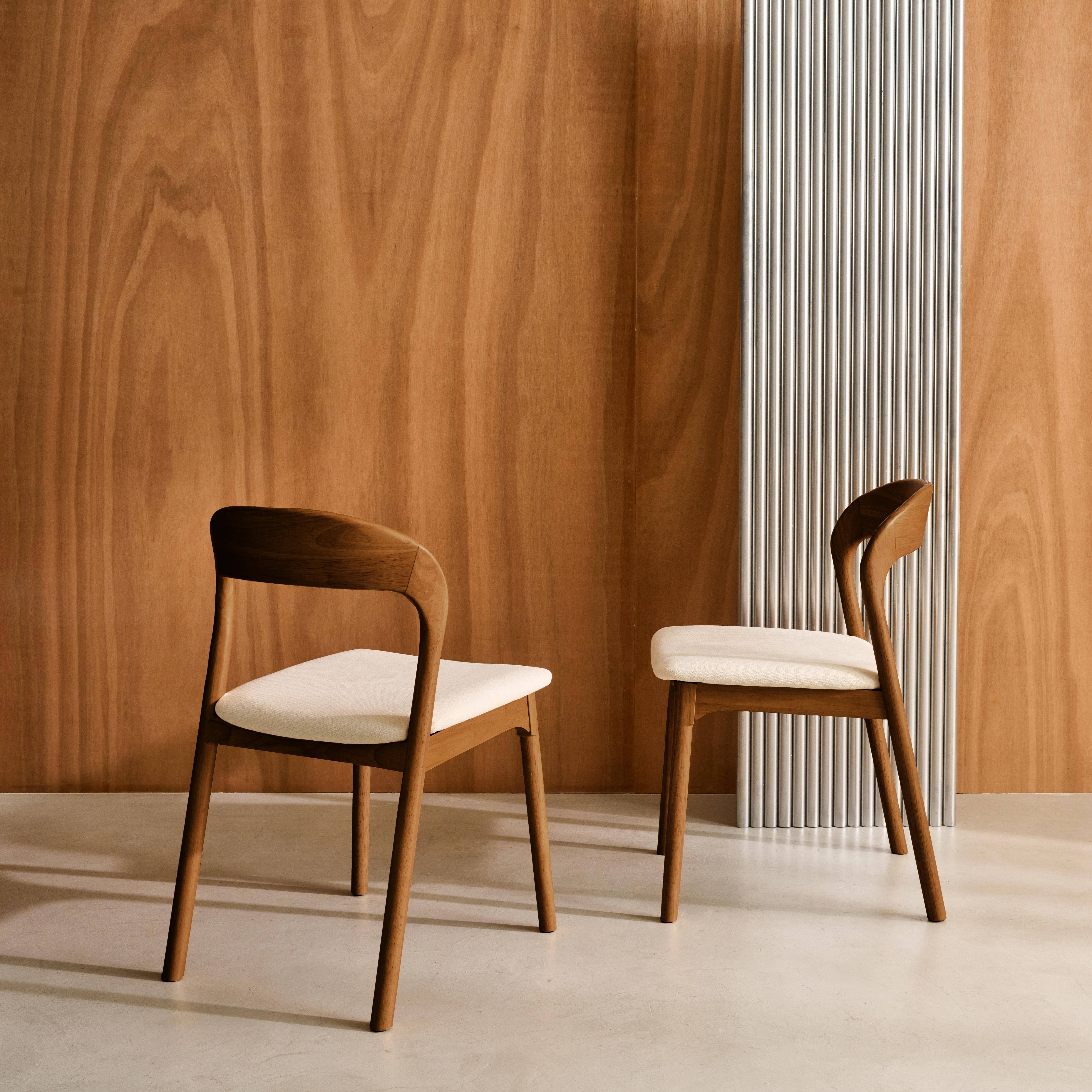 Set of 2 vintage rubberwood and fabric chairs, Athena, Walnut coloured, 46x53x78 cm Photo2