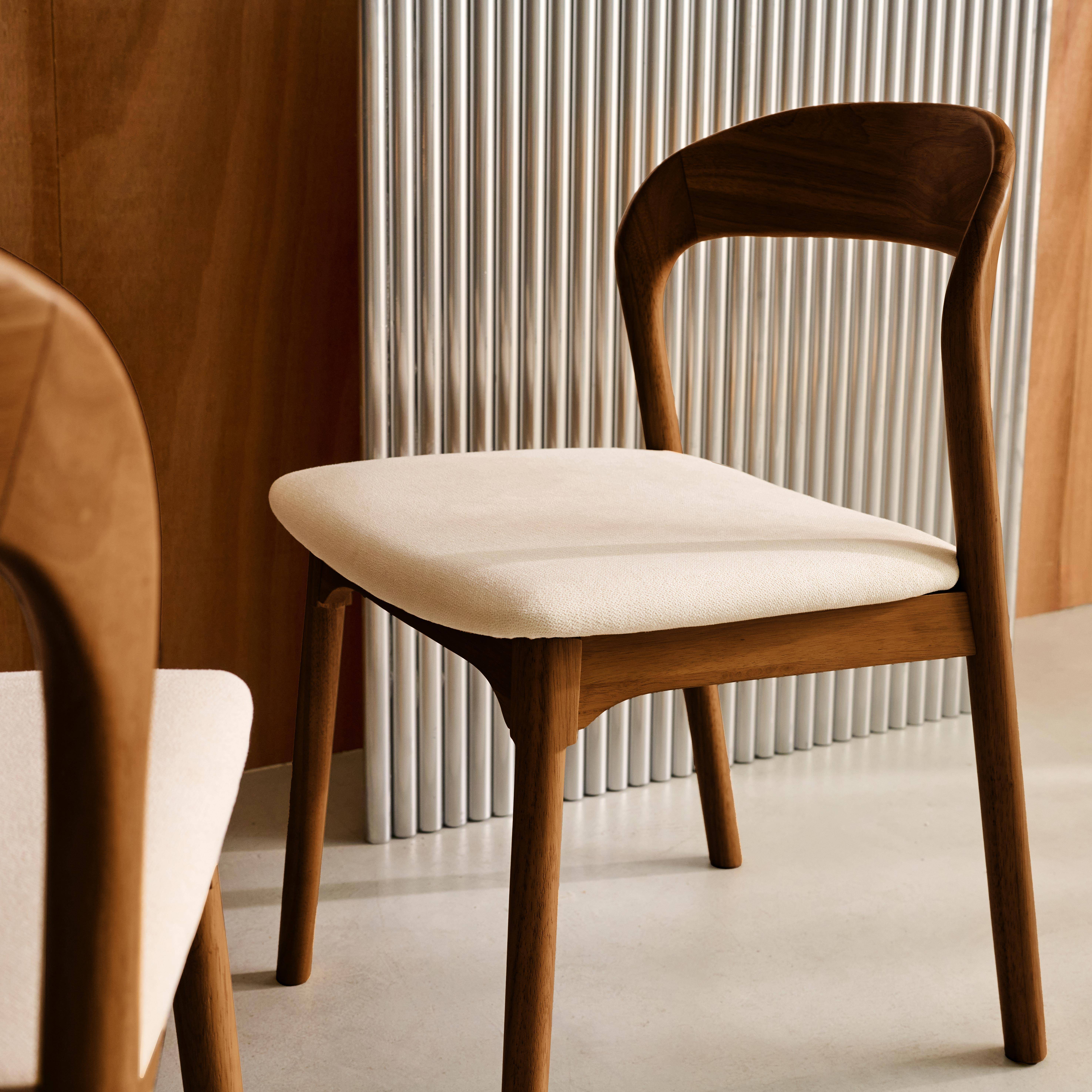 Set of 2 vintage rubberwood and fabric chairs, Athena, Walnut coloured, 46x53x78 cm Photo3