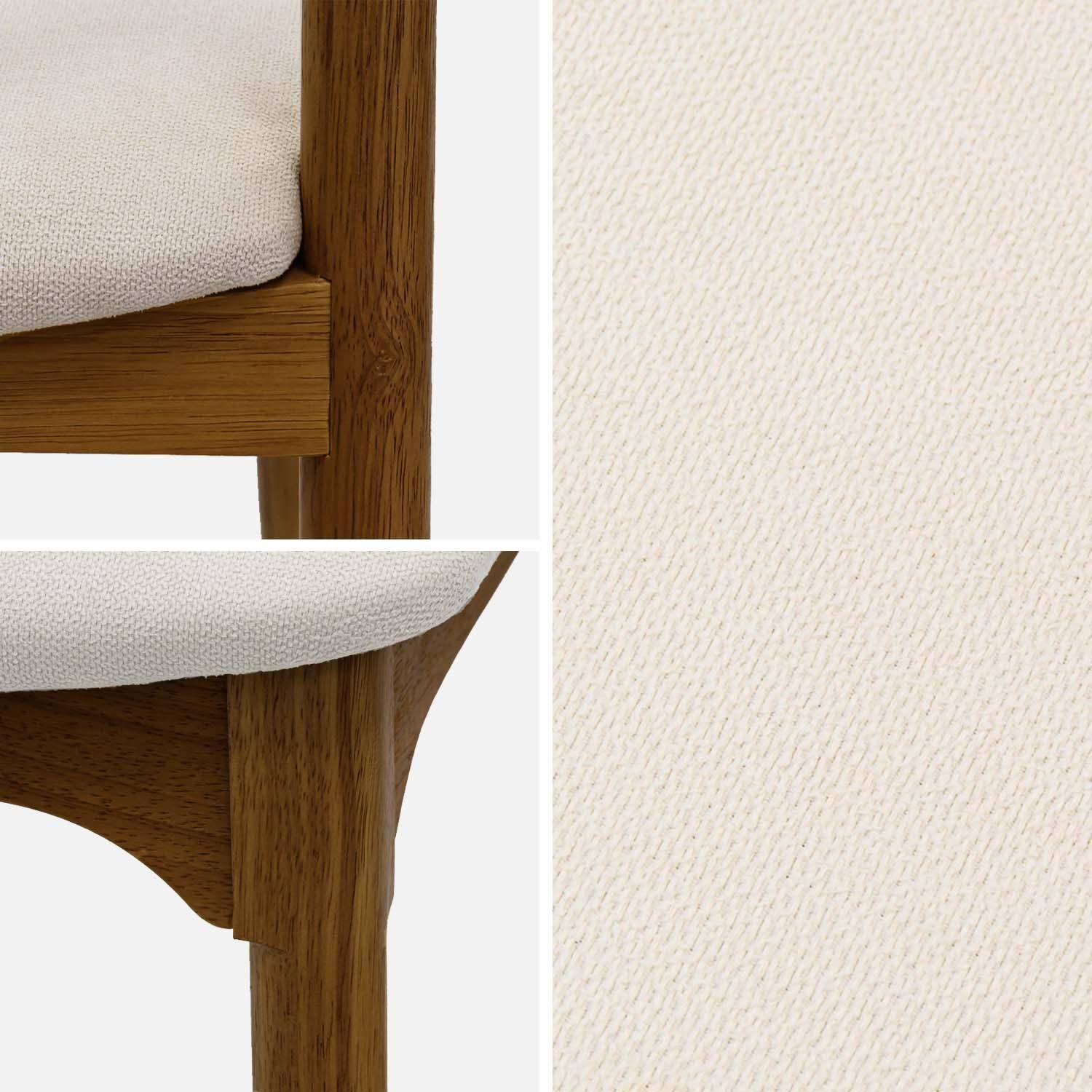Lot de 2 chaises vintage bois d'hévéa noyer et tissu beige - L 46 x P 53 x H 78cm - Athena Photo4