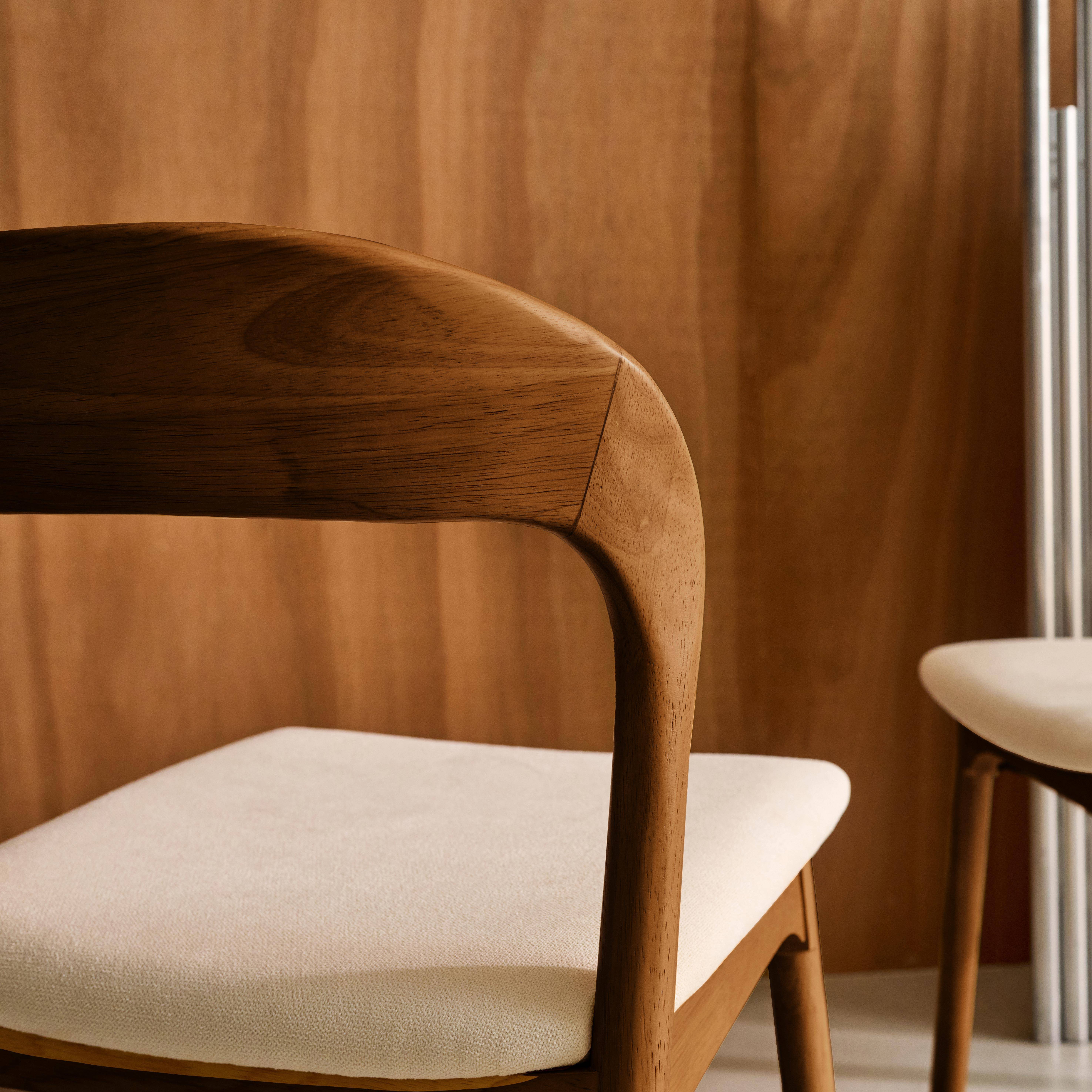 Set of 2 vintage rubberwood and fabric chairs, Athena, Walnut coloured, 46x53x78 cm Photo4