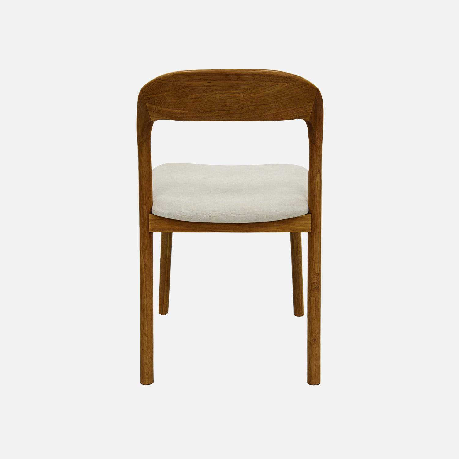 Lot de 2 chaises vintage bois d'hévéa noyer et tissu beige - L 46 x P 53 x H 78cm - Athena Photo3