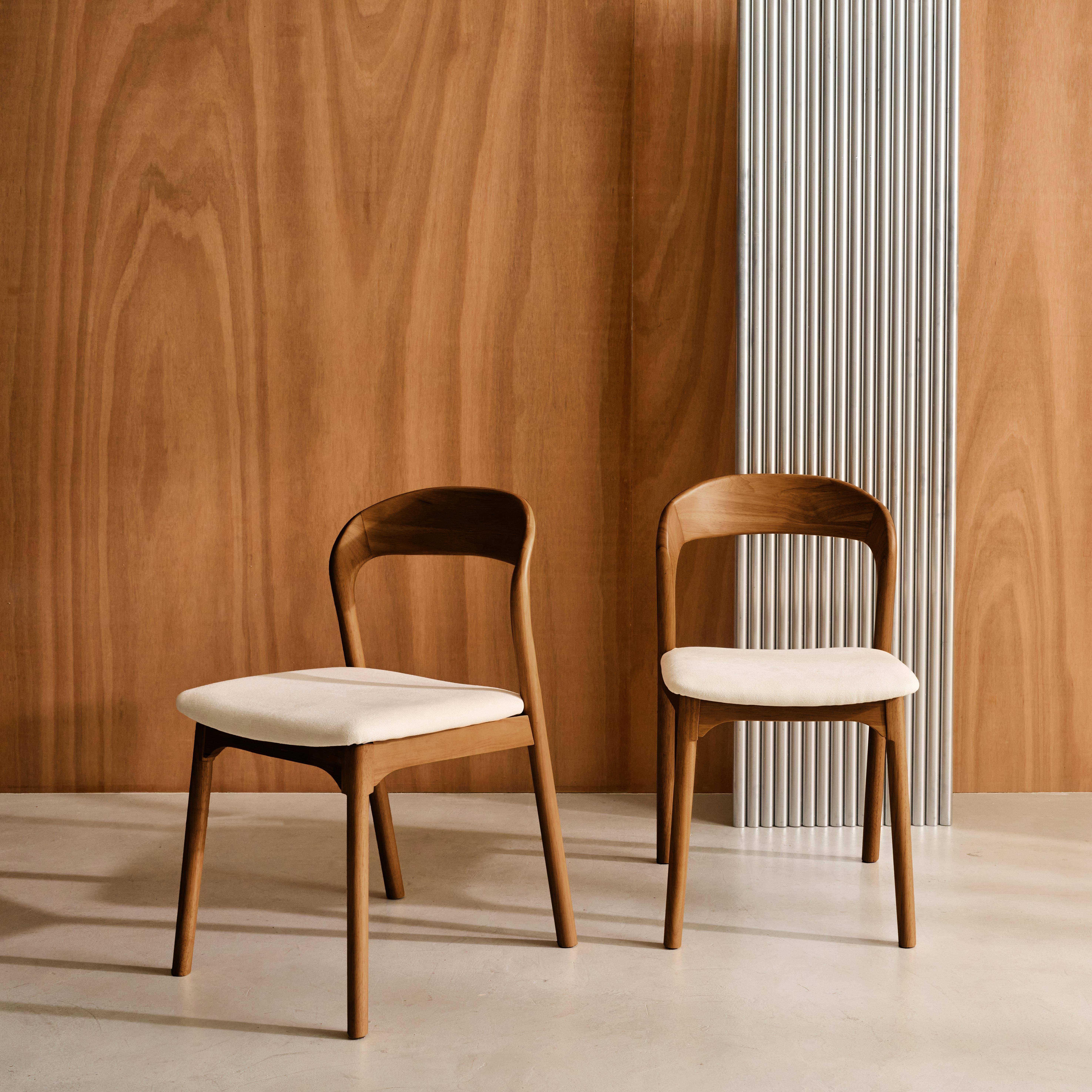 Set of 2 vintage rubberwood and fabric chairs, Athena, Walnut coloured, 46x53x78 cm,sweeek,Photo1