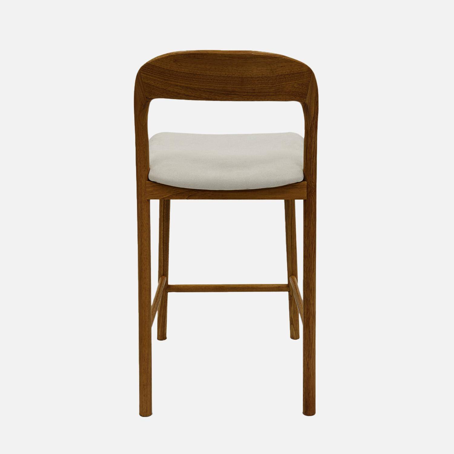 Lot de 2 tabourets de bar bois d'hévéa noyer et tissu, L58.8 x P46.5 x H95.5cm - Athena,sweeek,Photo3