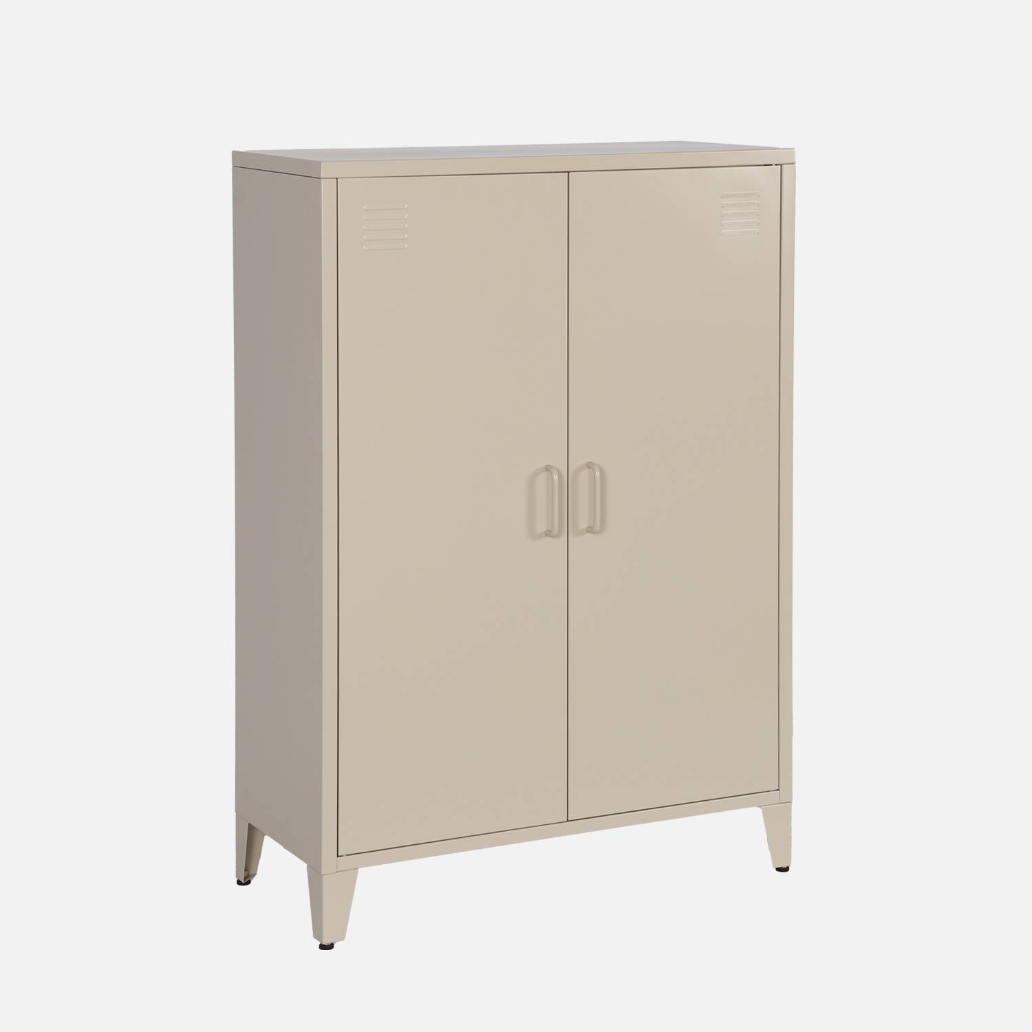 Cómoda/armario industrial metal 2 puertas, Beige