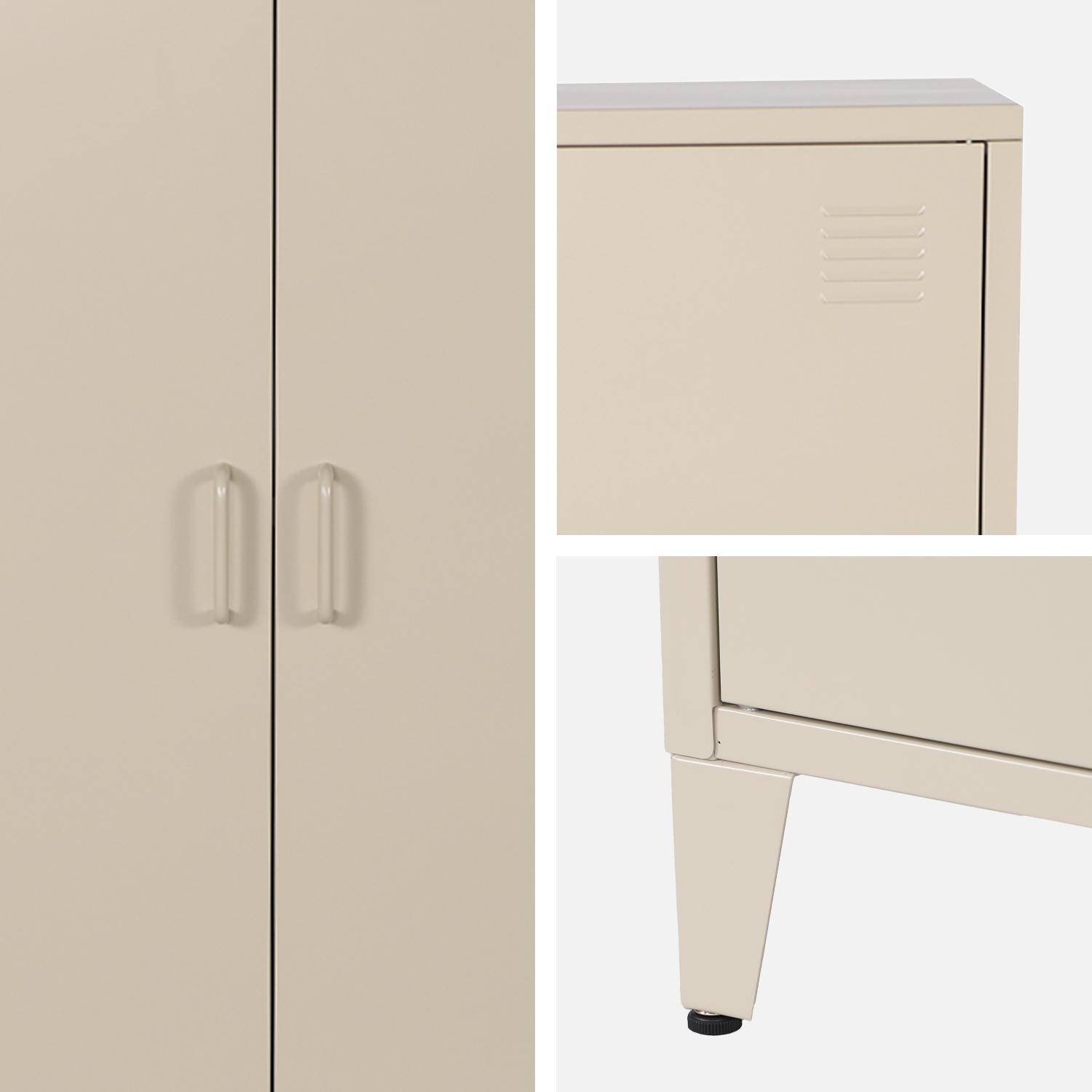 Commode/armoire en métal beige, 2 espaces de rangement, casiers Photo4