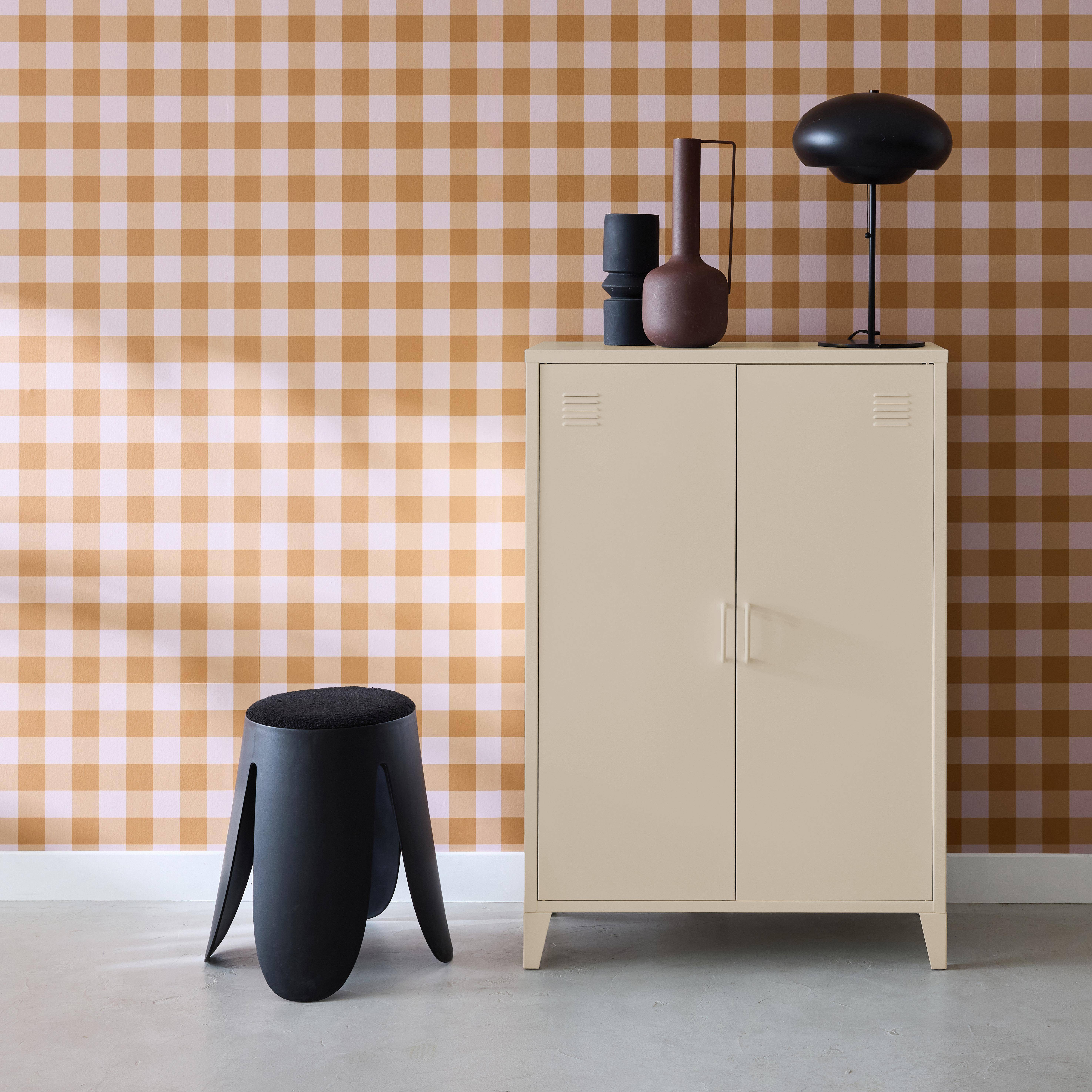 Industriële metalen kast 2 deuren beige L 75 x B 33 x H 110 cm - Soho,sweeek,Photo1